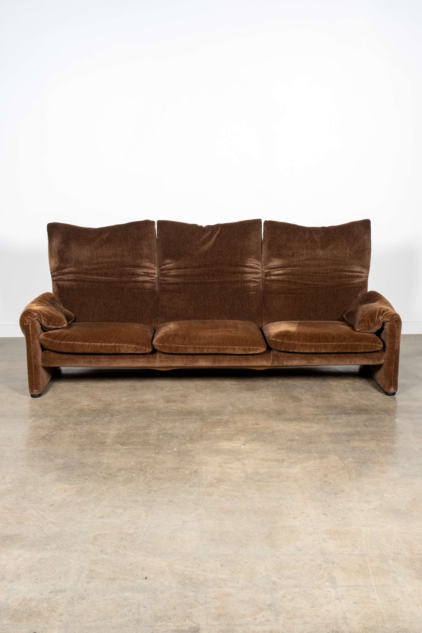 Maralunga 3-Seater Sofa, Brown Pinstripe Velvet