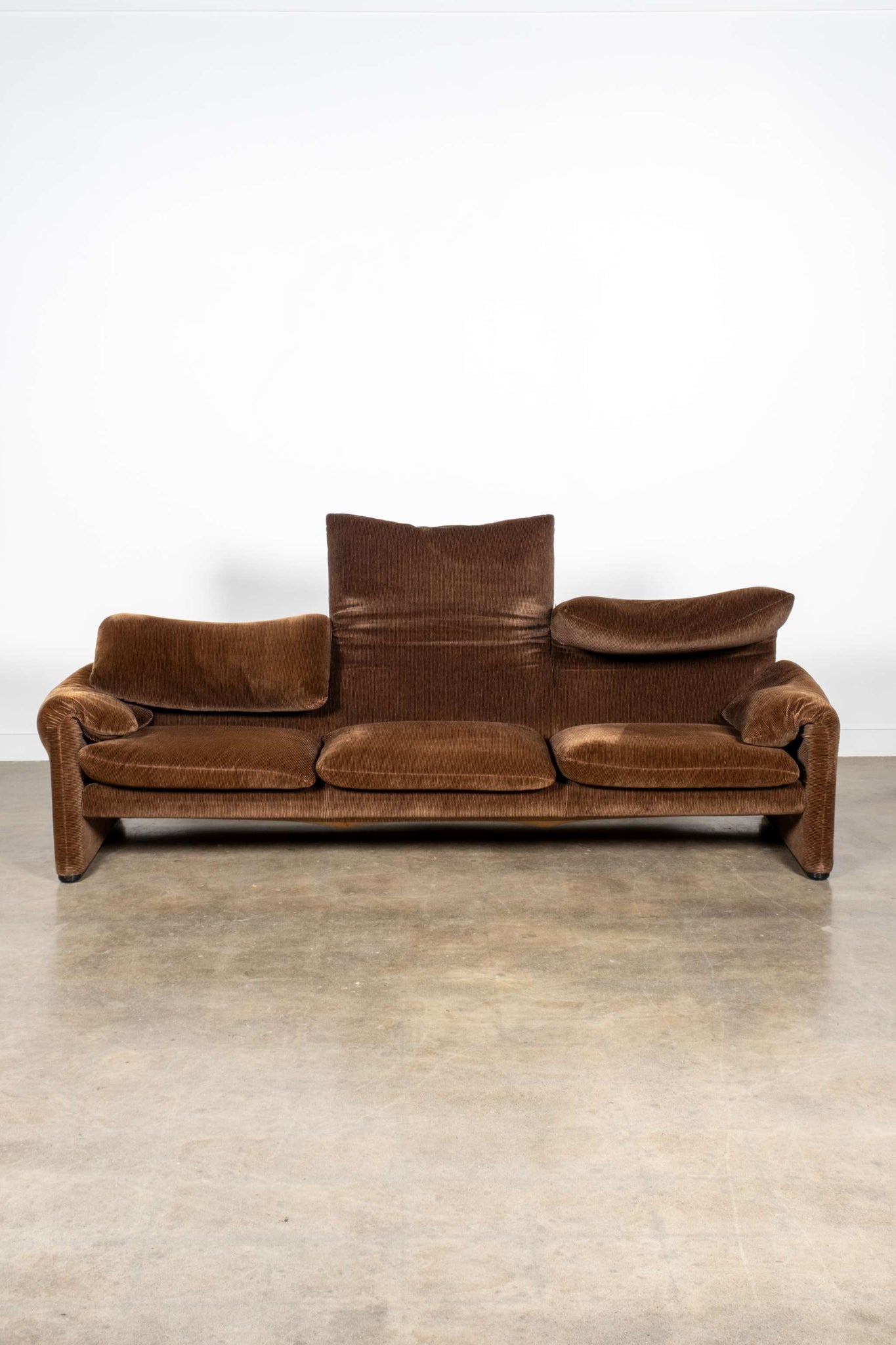 Maralunga 3-Seater Sofa, Brown Pinstripe Velvet