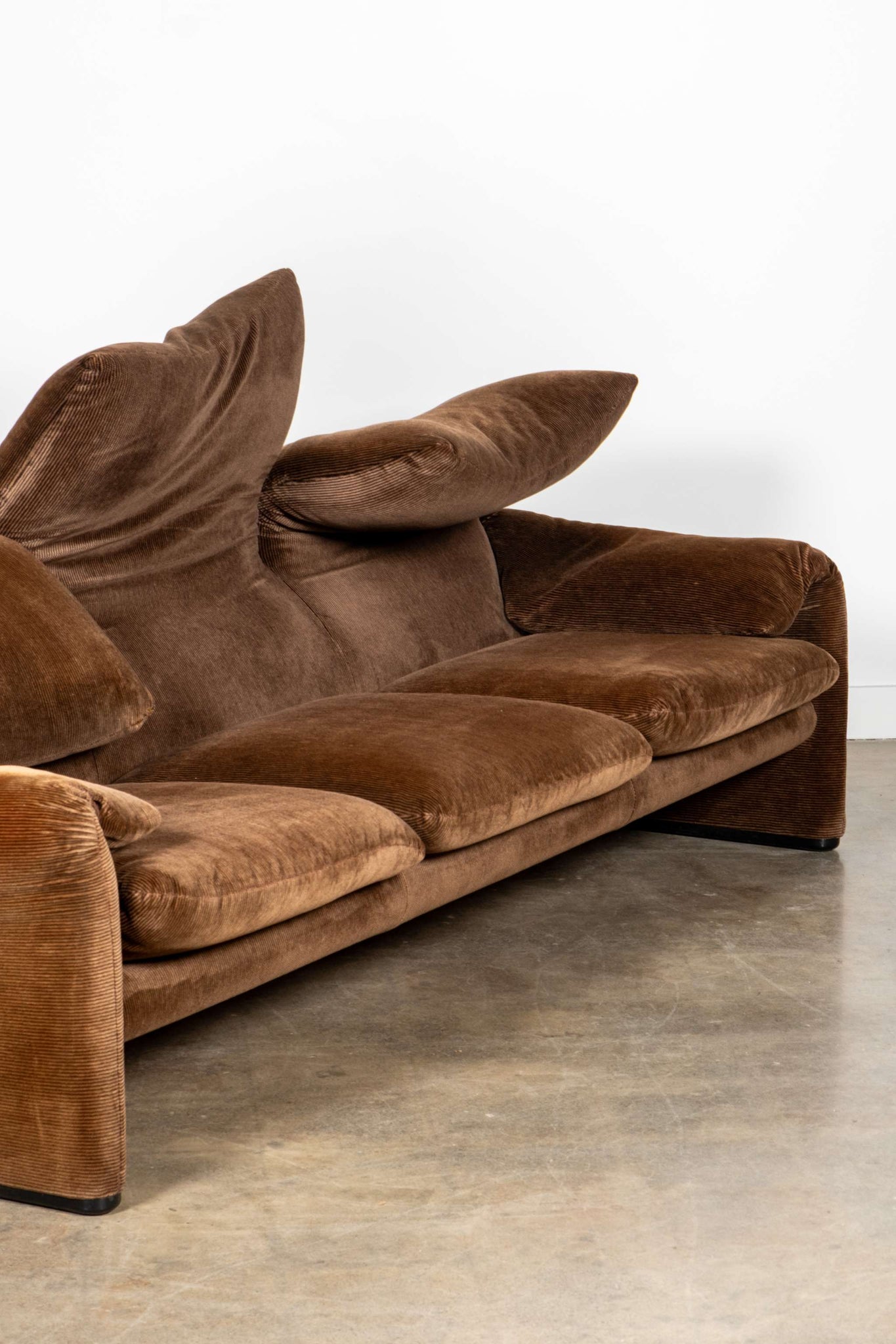 Maralunga 3-Seater Sofa, Brown Pinstripe Velvet