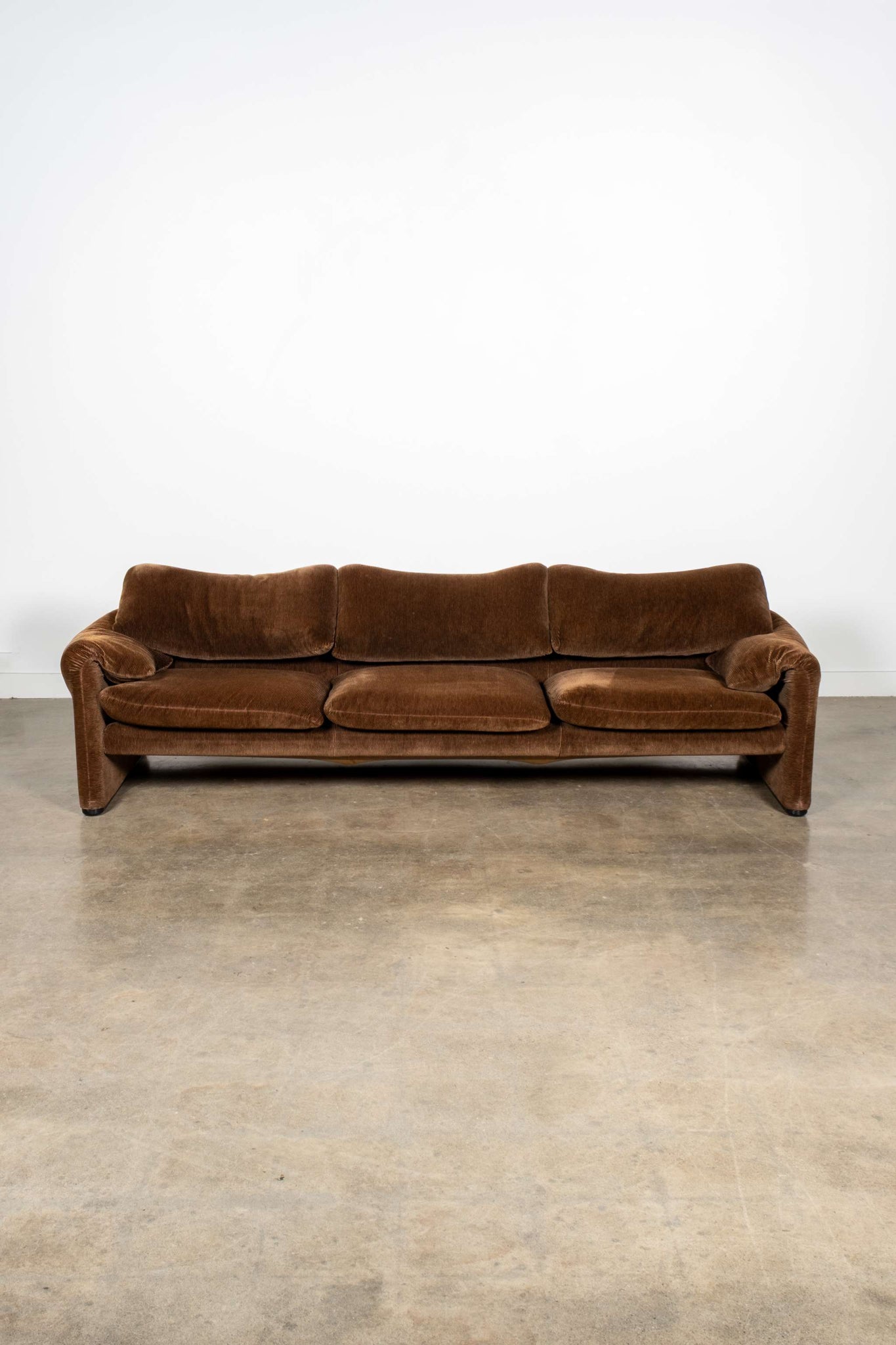 Maralunga 3-Seater Sofa, Brown Pinstripe Velvet