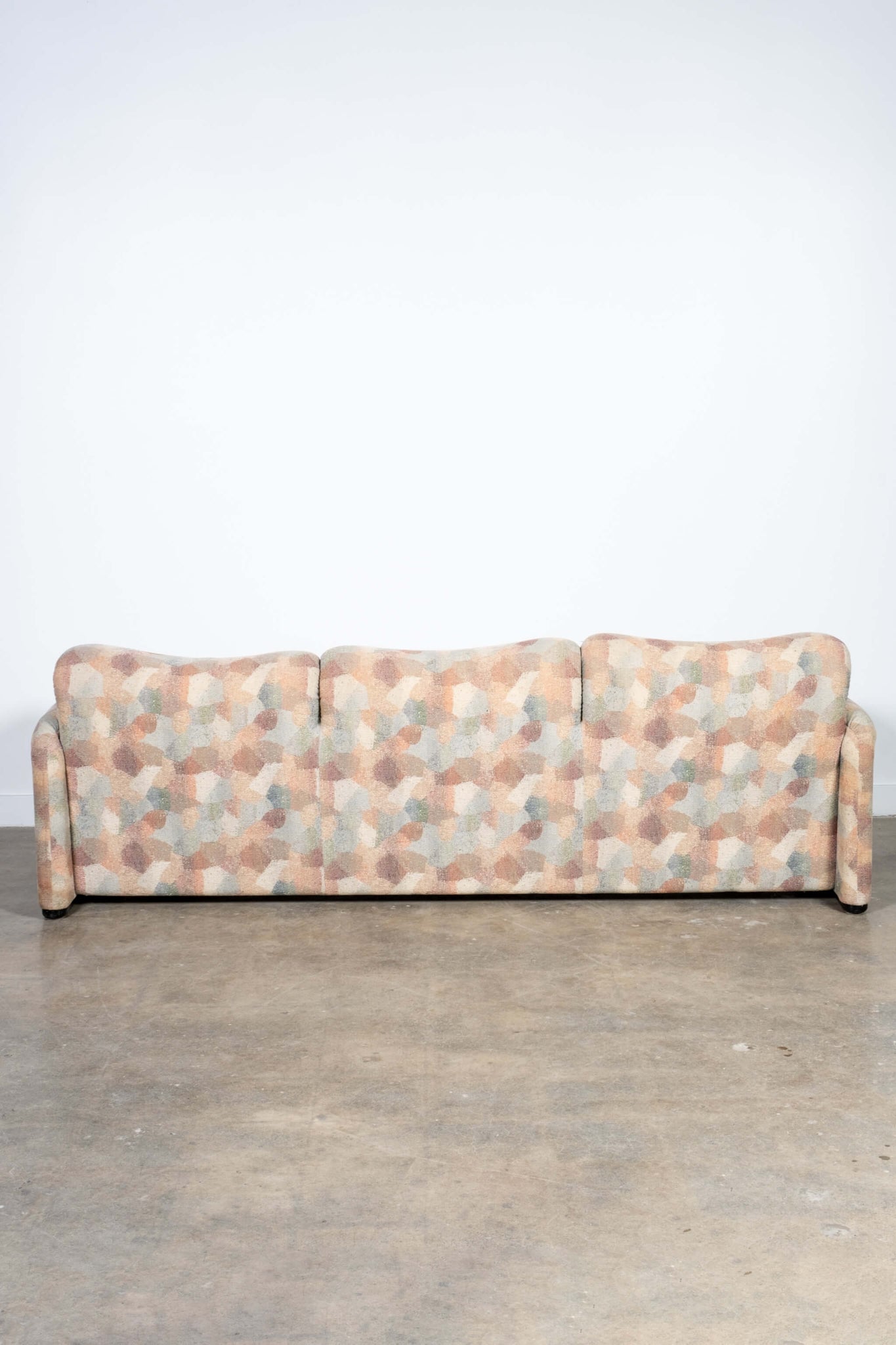 Vintage Soft Pastel Maralunga 3-Seater Sofa Original Fabric Cassina, back view