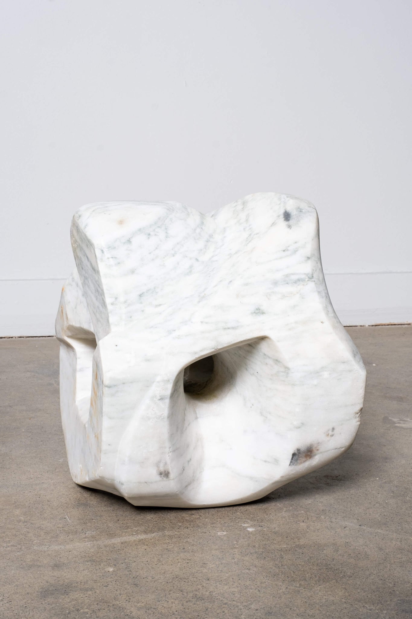 Vintage White Marble Sculpture, front angled view