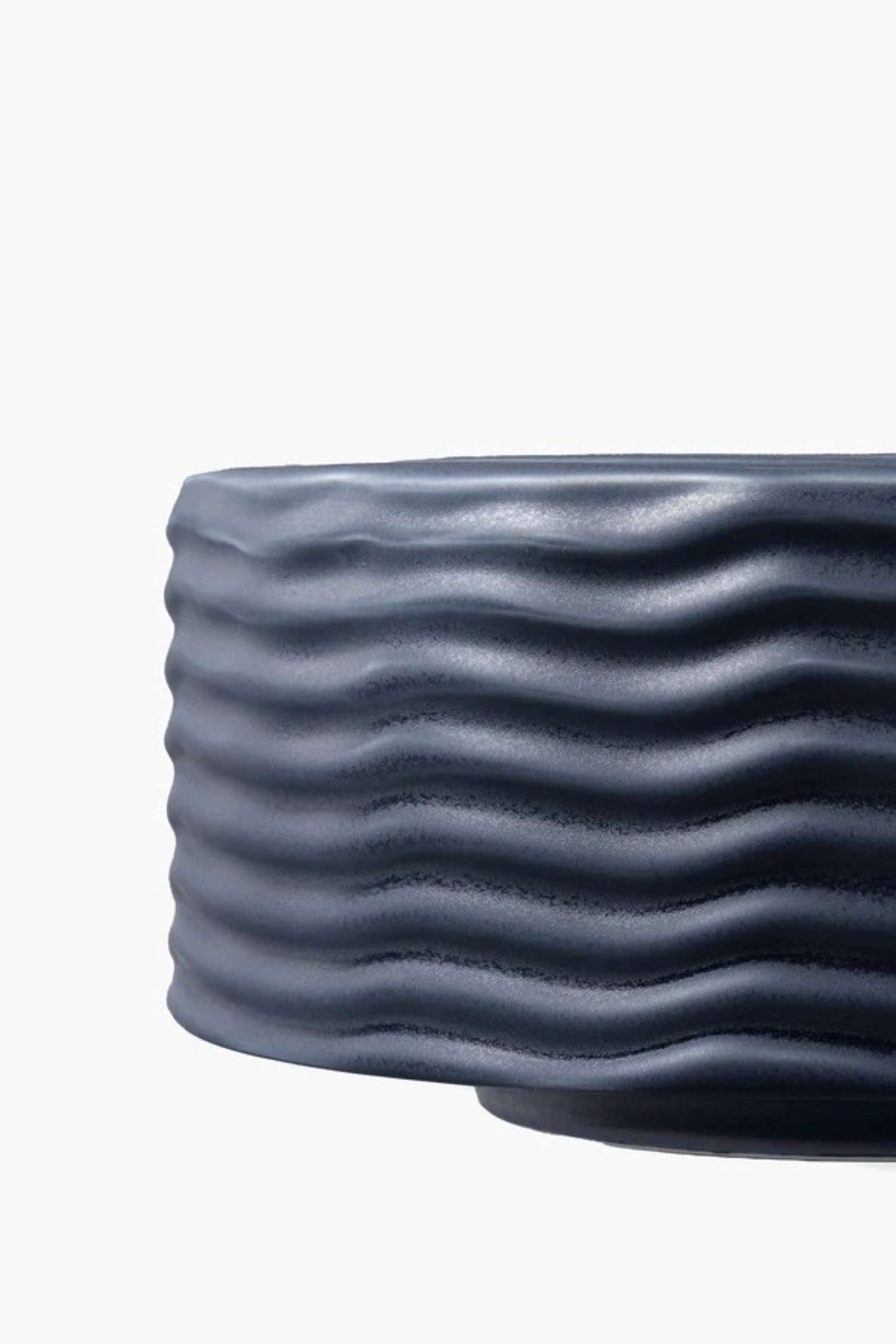 Low Round Vase, Matt Dark Blue