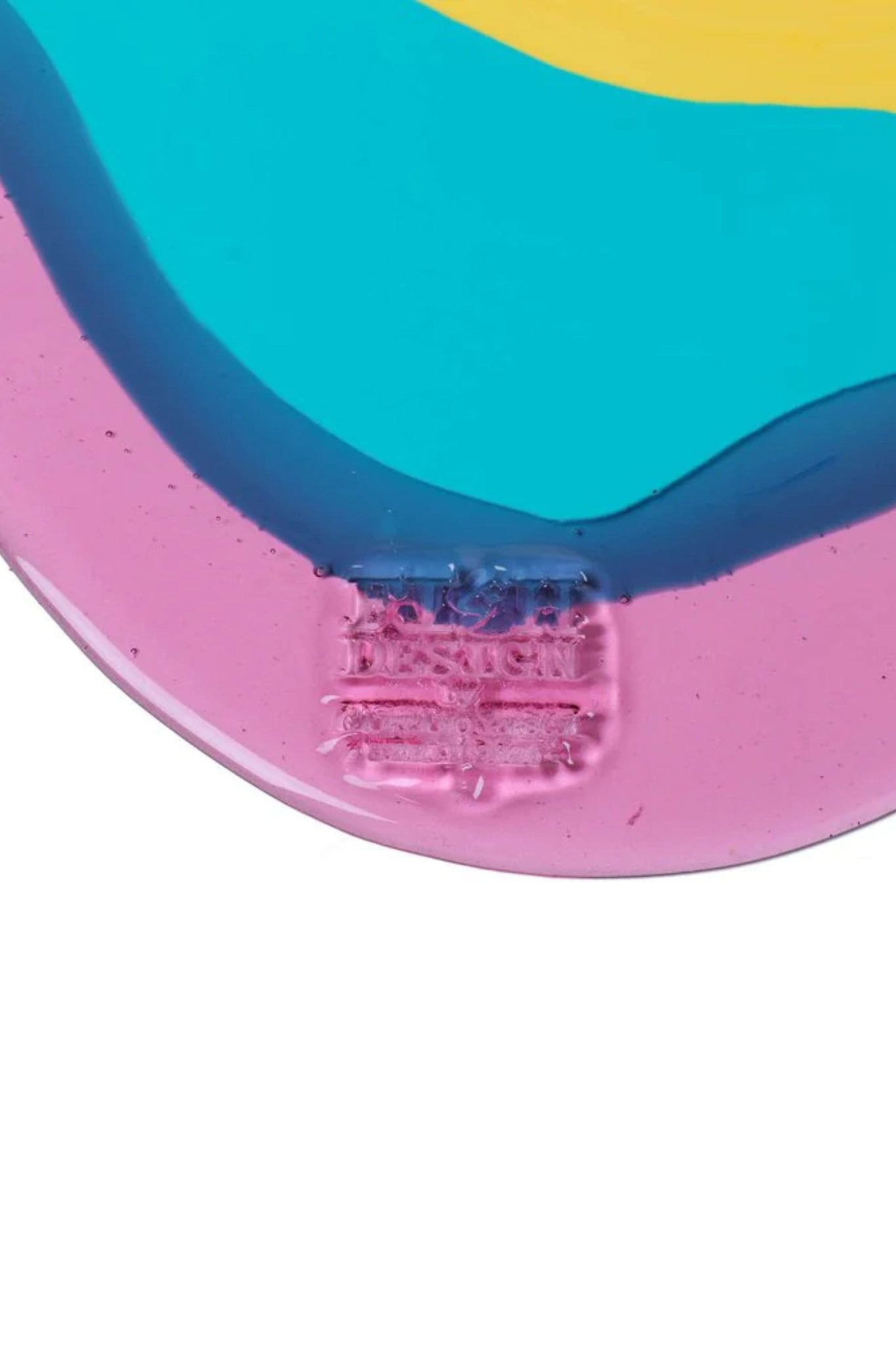 Corsi Mirror Round Clear Antique Pink, Turquoise and Pastel Yellow by Gaetano Pesce | Bonne Choice