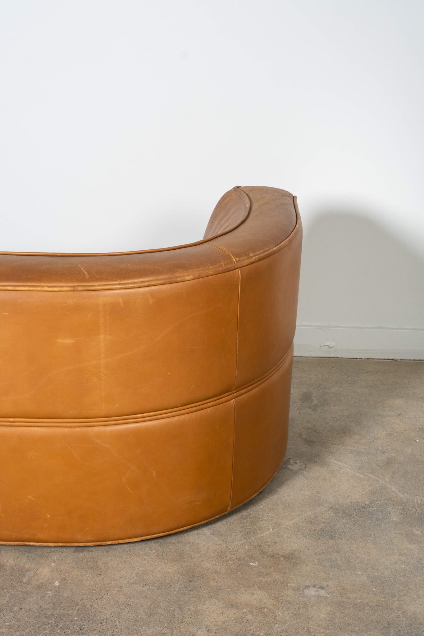 Vintage De Sede 1970s Modular 3-Seater in Patinated Brown Cognac Leather, back detail view