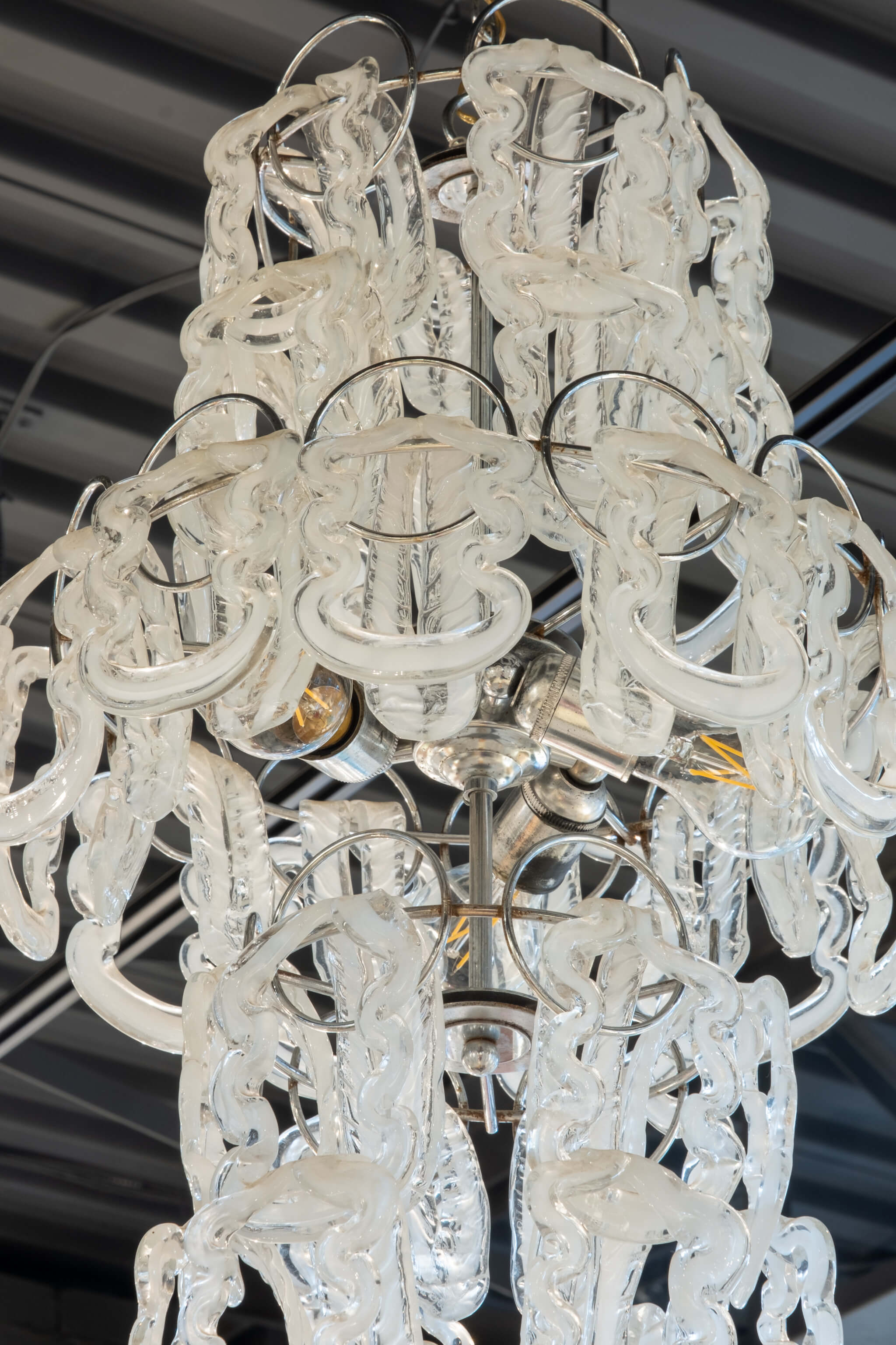 Glass Chain Link Chandelier Riad Clear Glass Globe Pendant Light 30cm