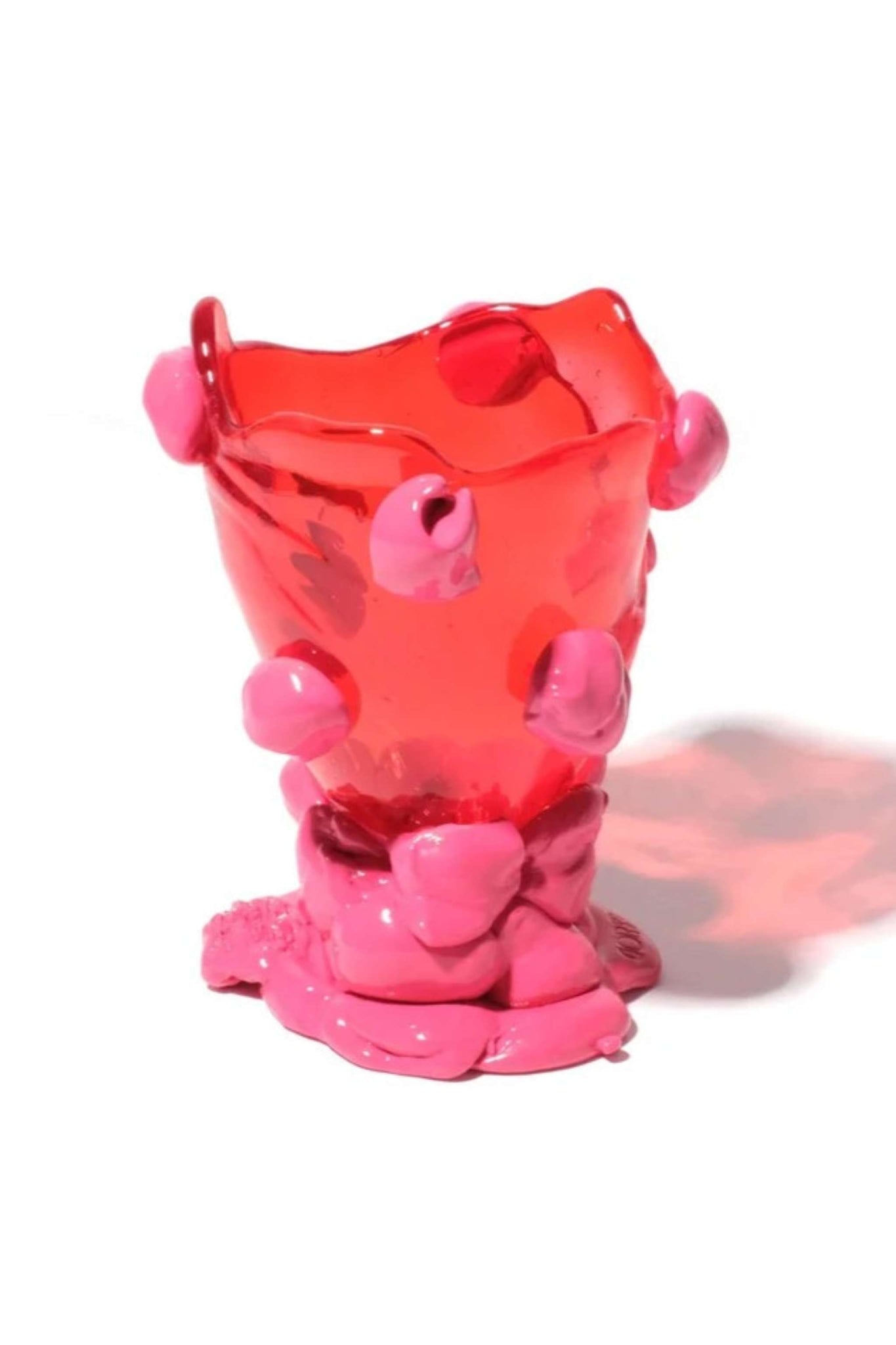 Nugget Vase (XS), Clear Red and Matte Fuscia