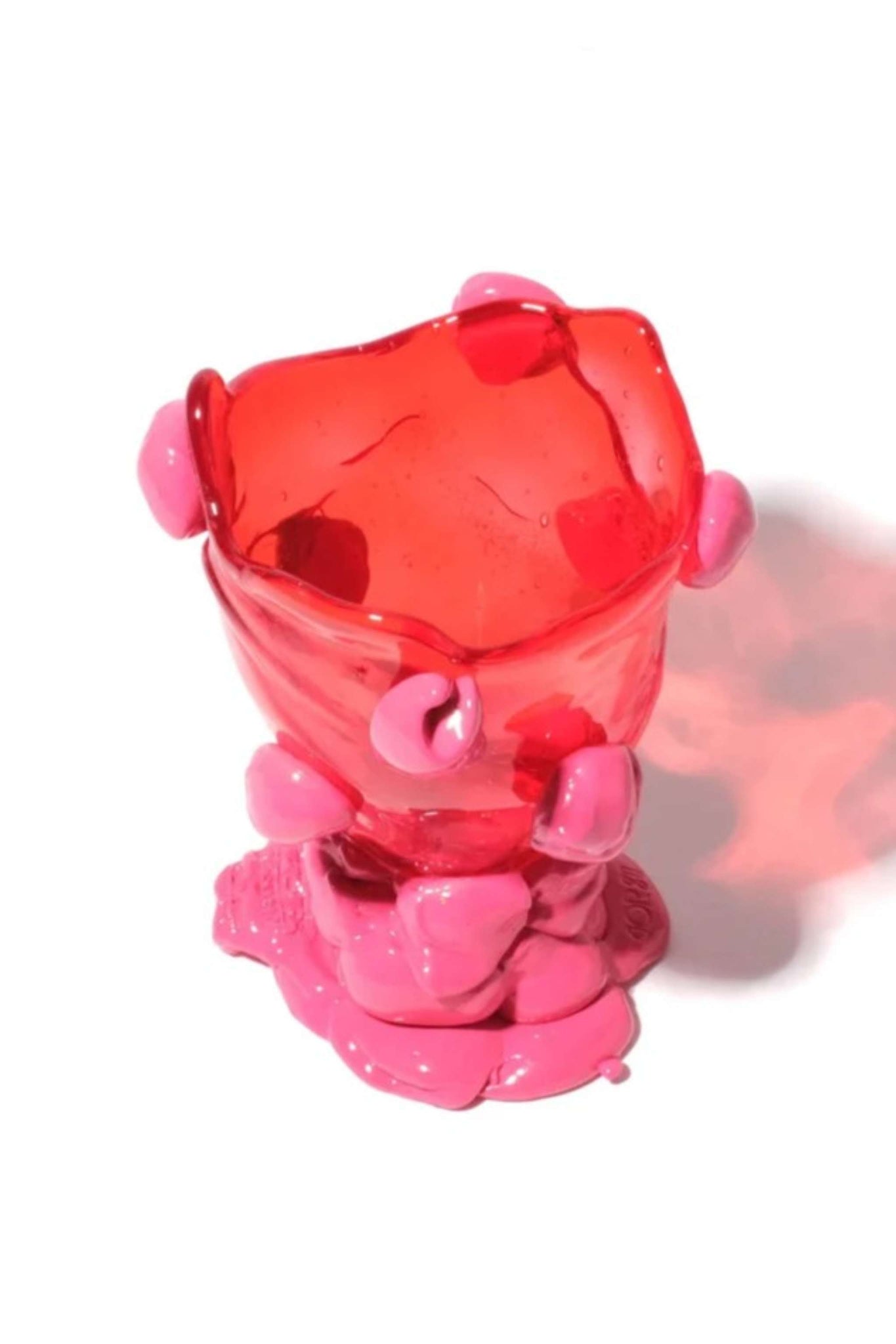 Nugget Vase (XS), Clear Red and Matte Fuscia