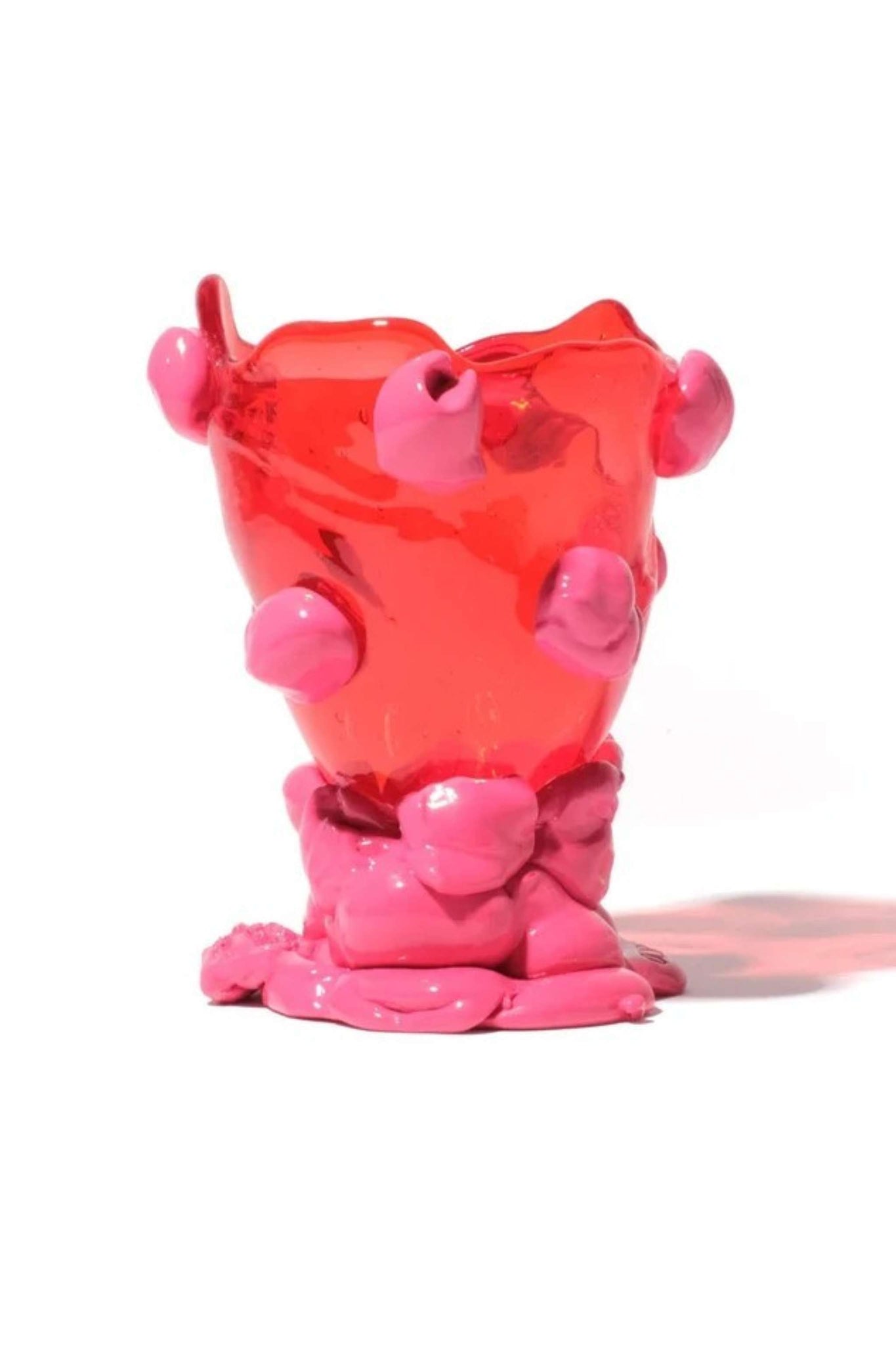 Nugget Vase (XS), Clear Red and Matte Fuscia
