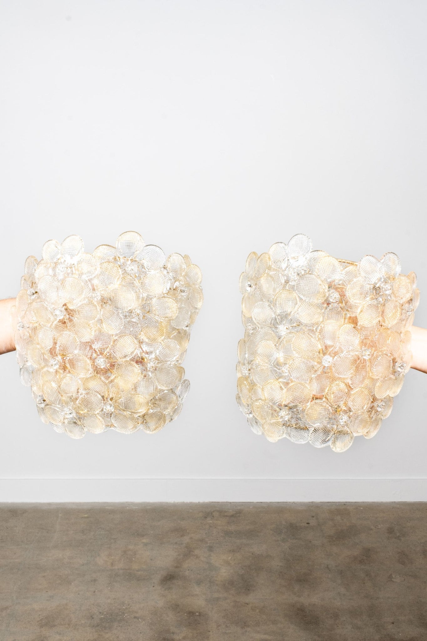 Vintage Pair Of Murano Glass Flower Light Fixtures | Bonne Choice