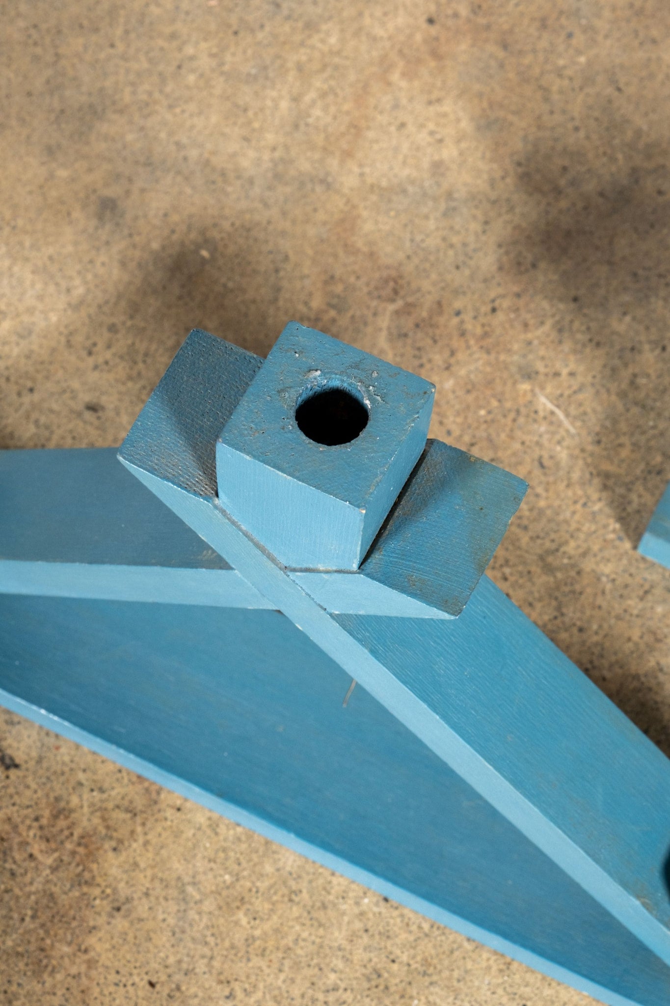 Vintage Pair of Blue Wood Candleholders | Bonne Choice
