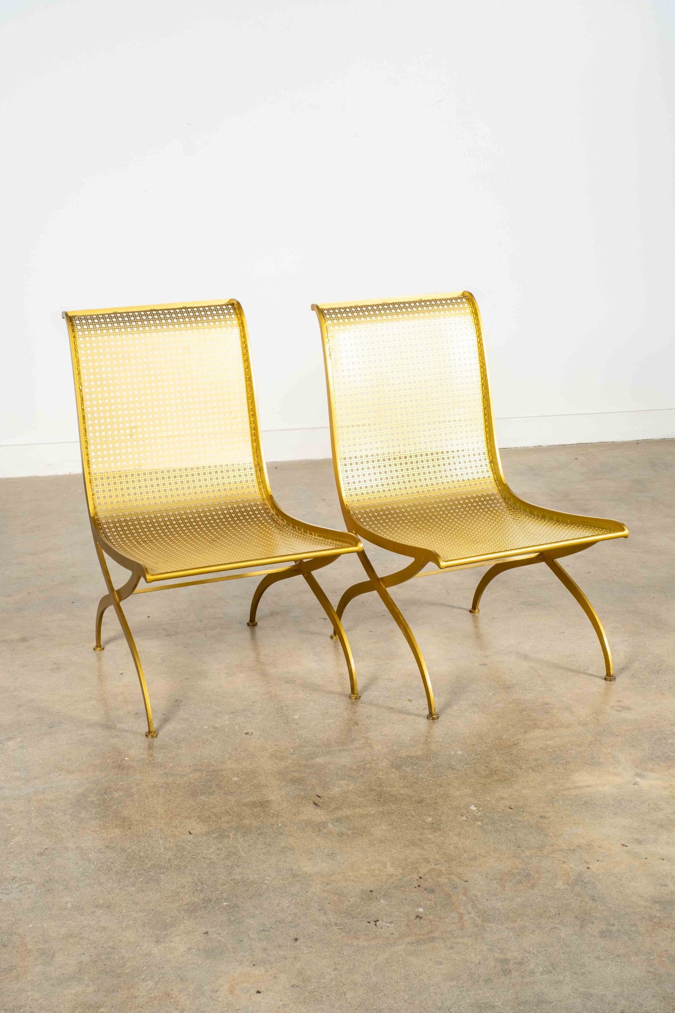 Pair of Brass Slipper Chairs by Dan Johnson | Bonne Choice