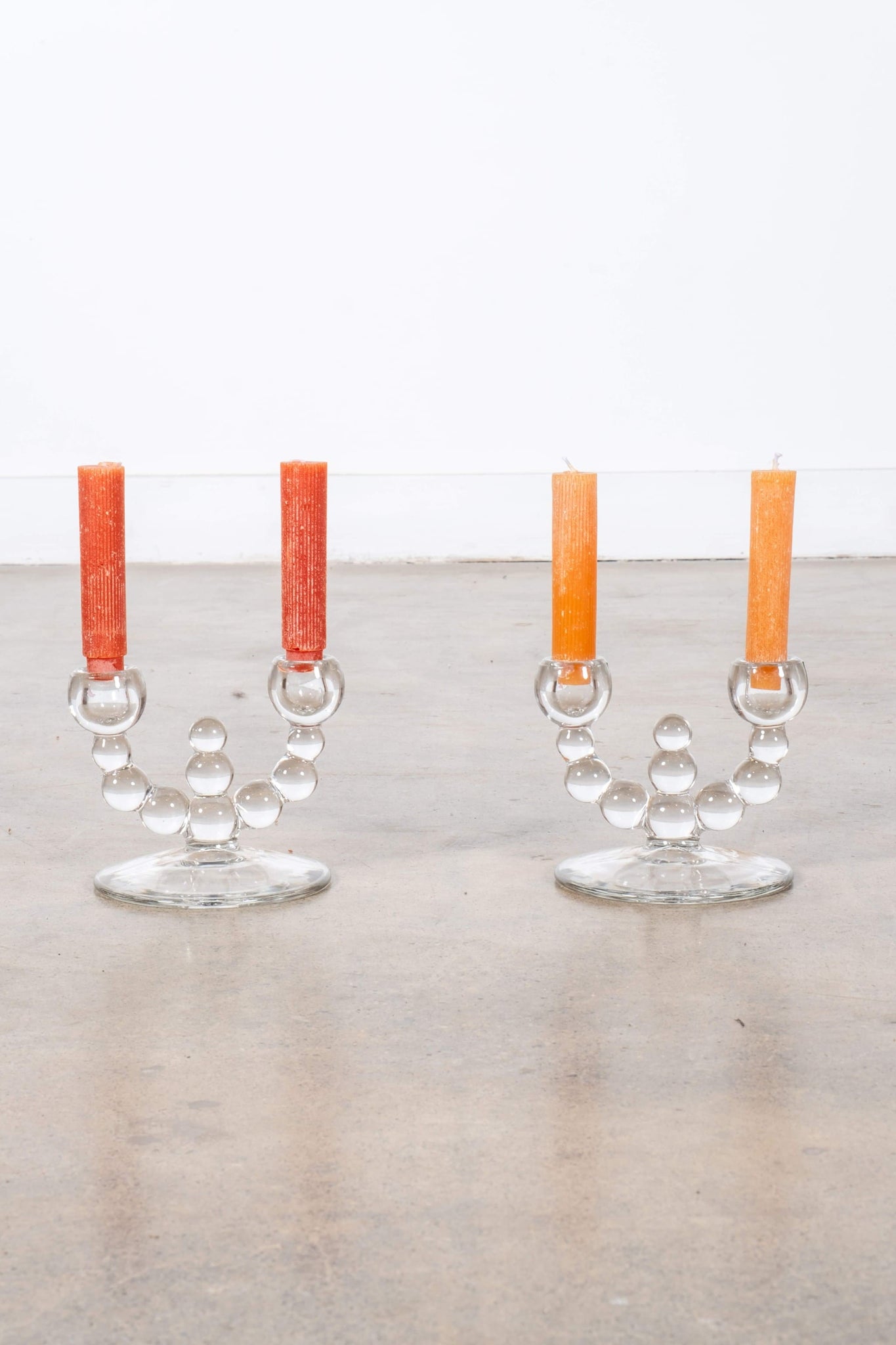 Pair of Glass Bubble Candlesticks | Bonne Choice