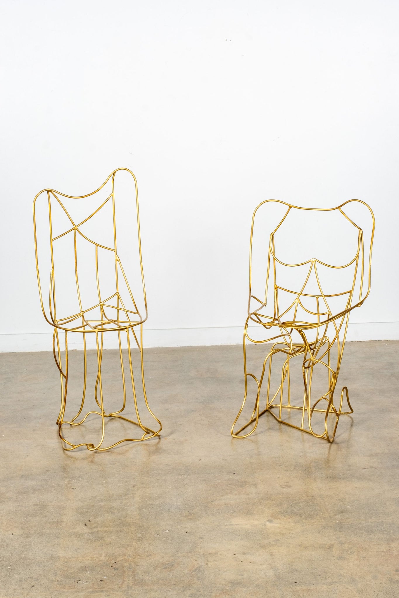 Vintage Pair of Golden Wire Figure Chairs, 'female' | Bonne Choice