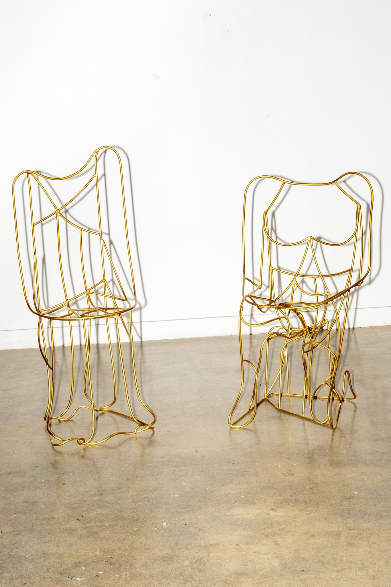 Vintage Pair of Golden Wire Figure Chairs, 'female' | Bonne Choice