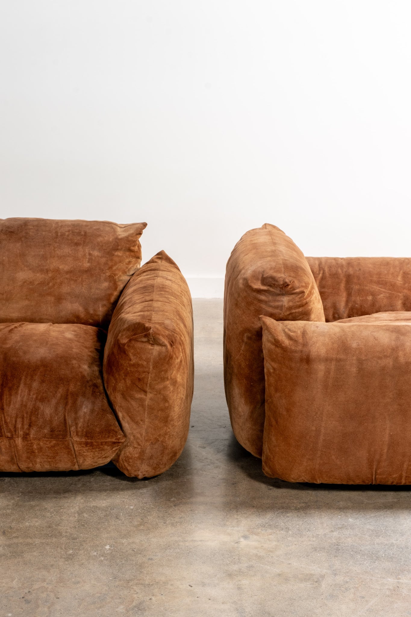 Pair of Marenco Suede Leather Lounge Chairs