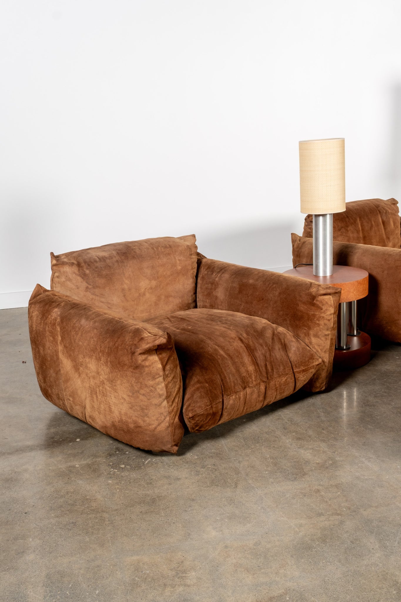 Pair of Marenco Suede Leather Lounge Chairs