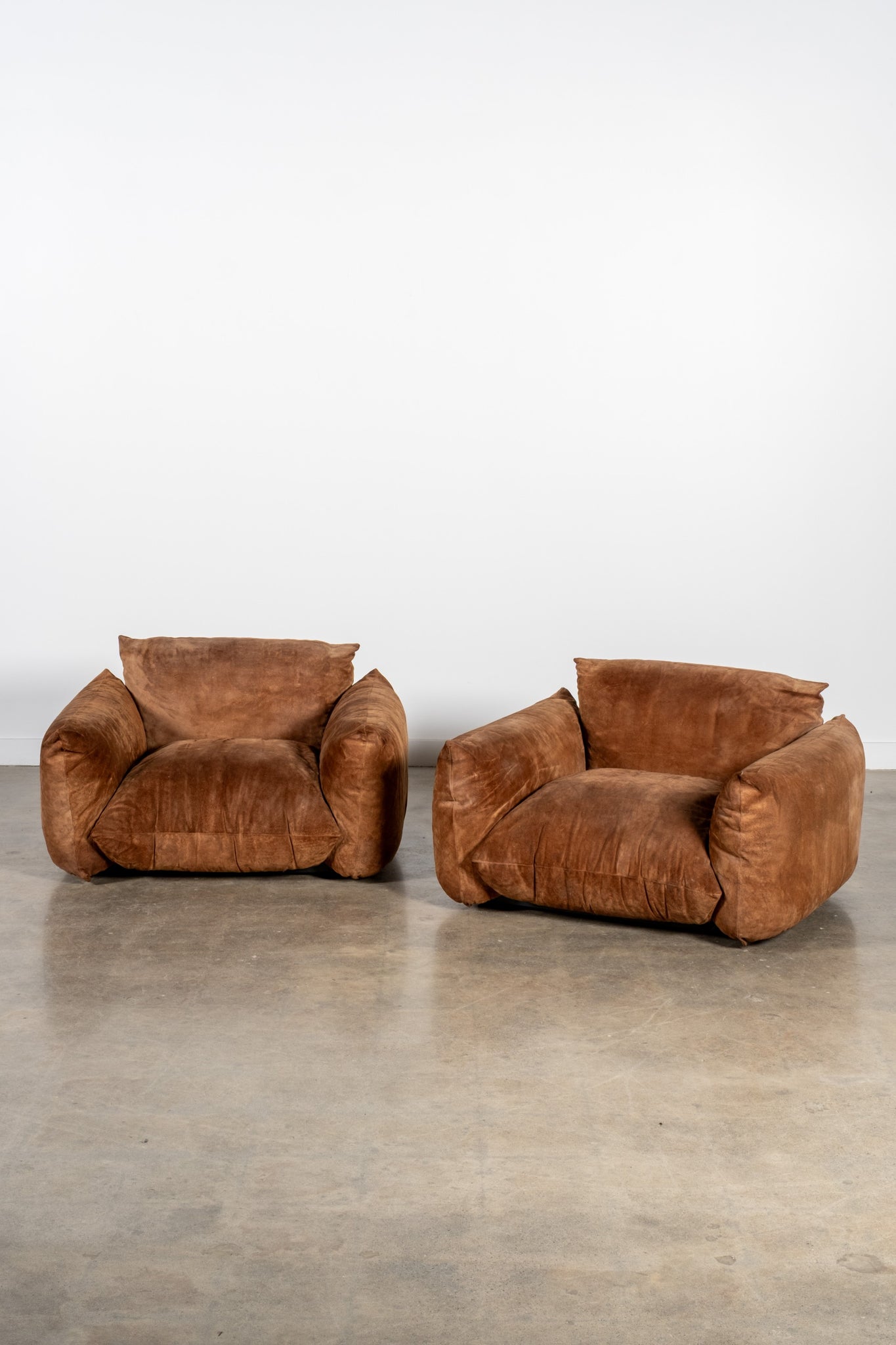 Pair of Marenco Suede Leather Lounge Chairs