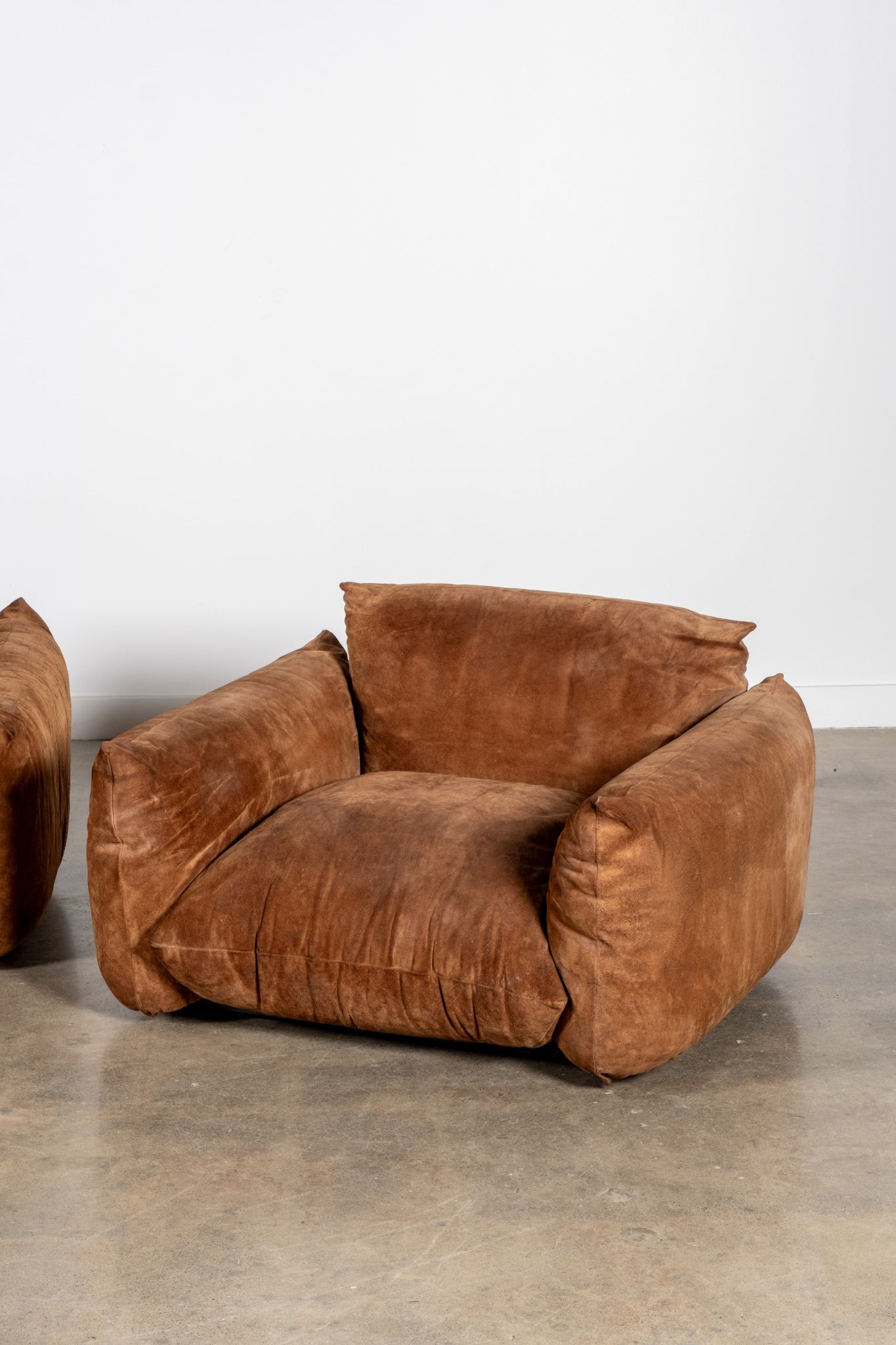 Pair of Marenco Suede Leather Lounge Chairs