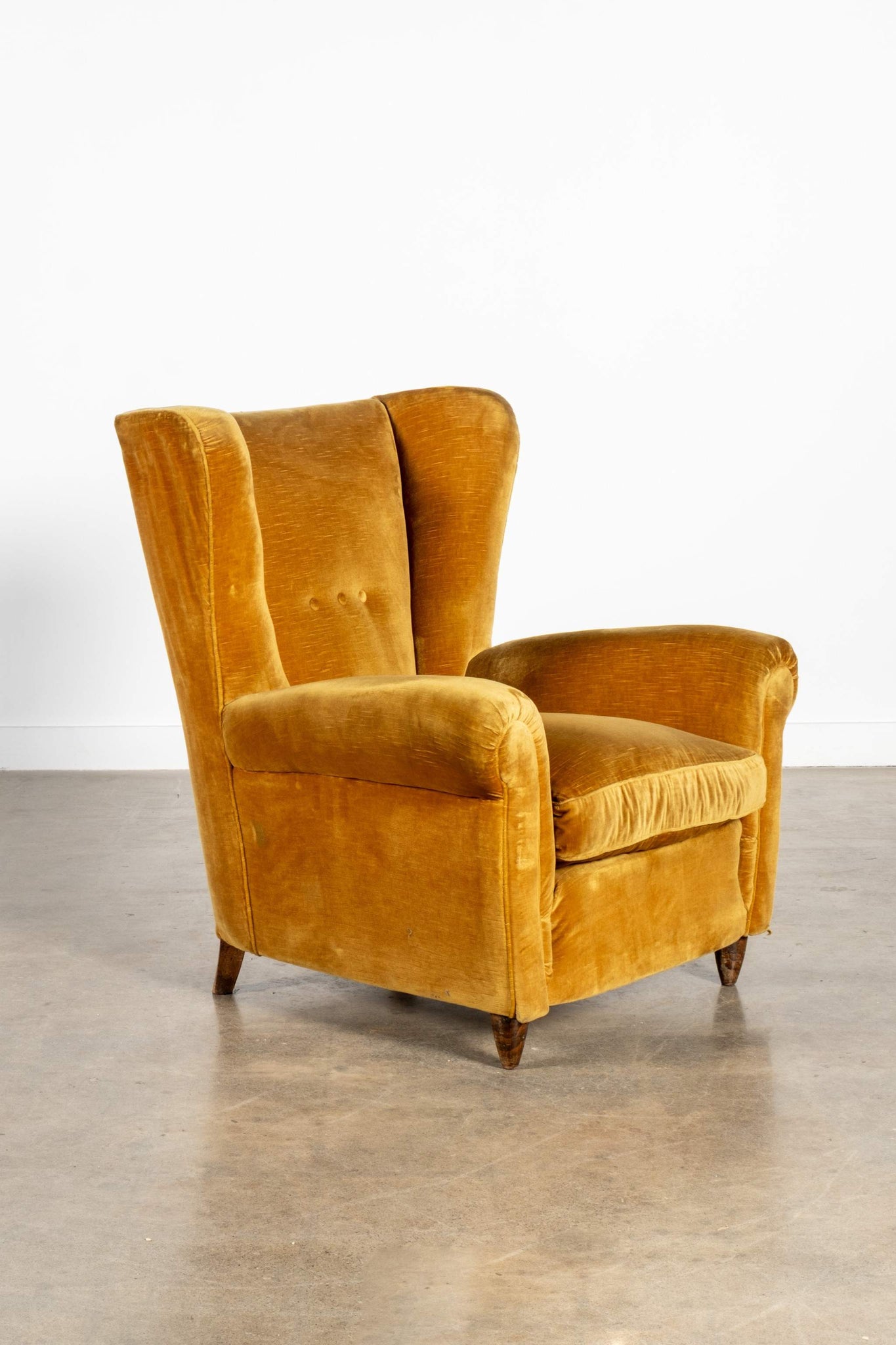 Pair of Mustard Velvet Wingback Chairs