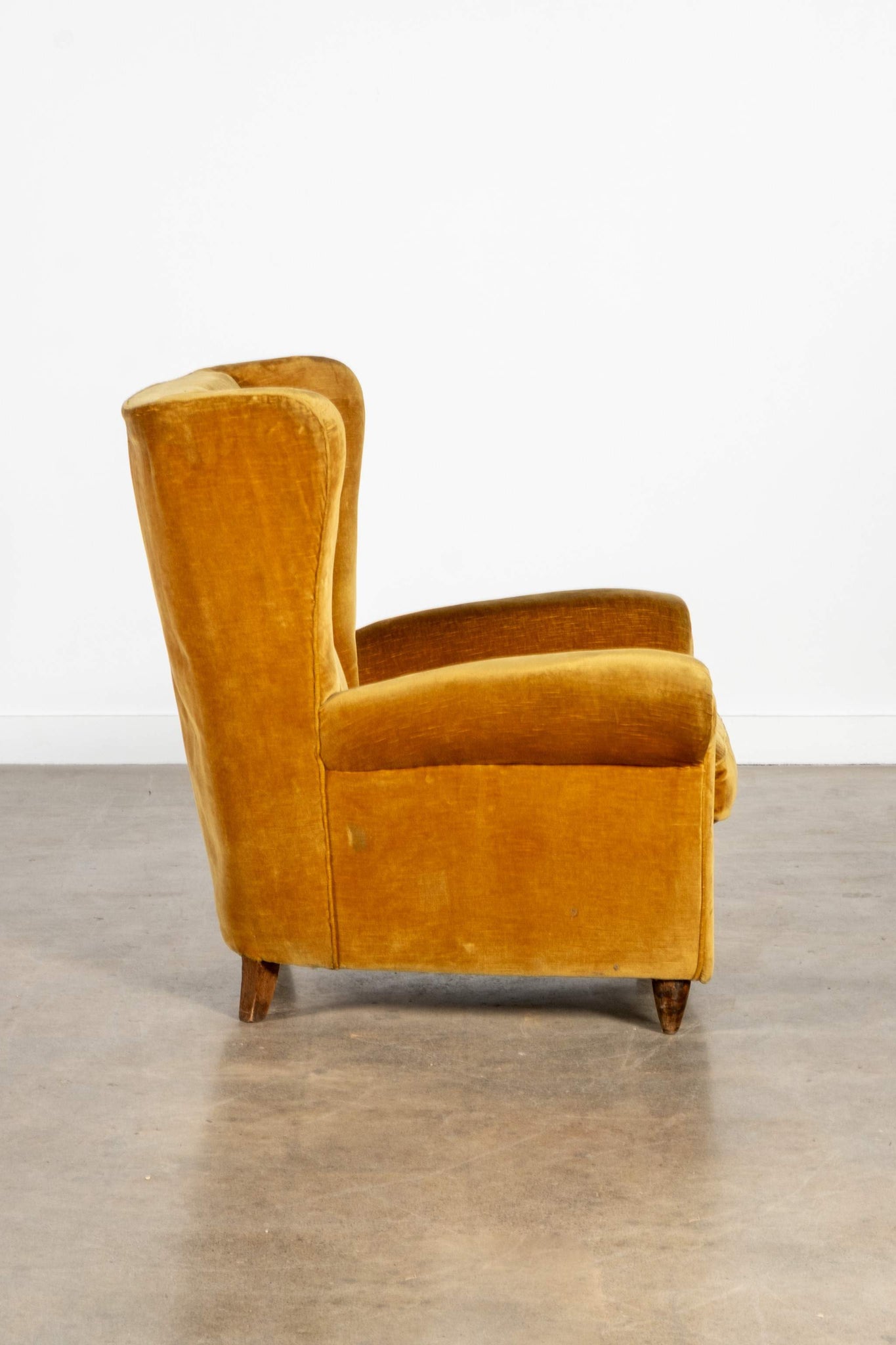Pair of Mustard Velvet Wingback Chairs