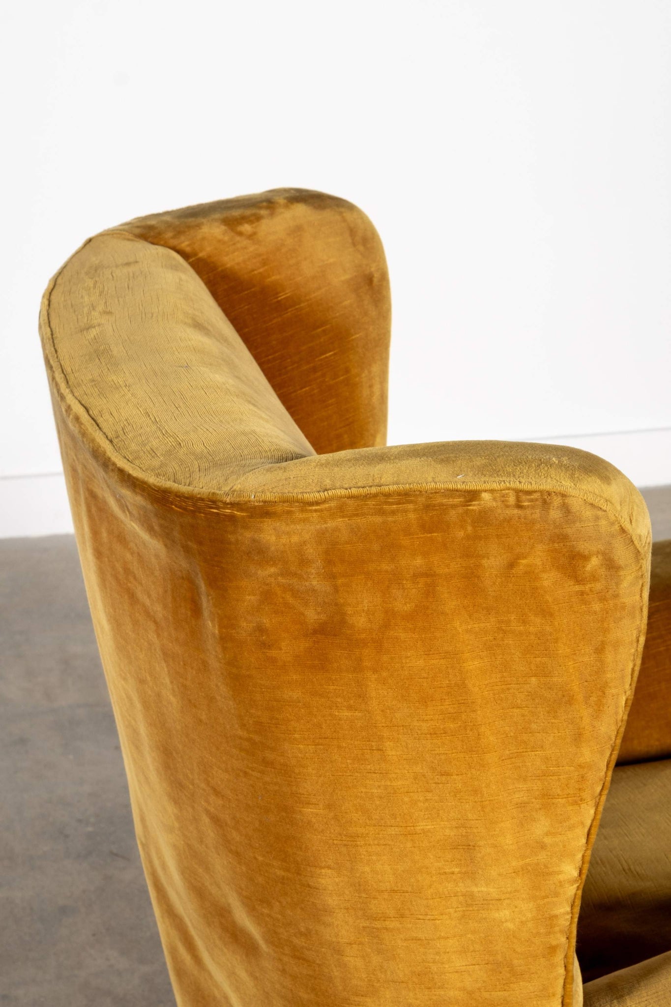 Pair of Mustard Velvet Wingback Chairs