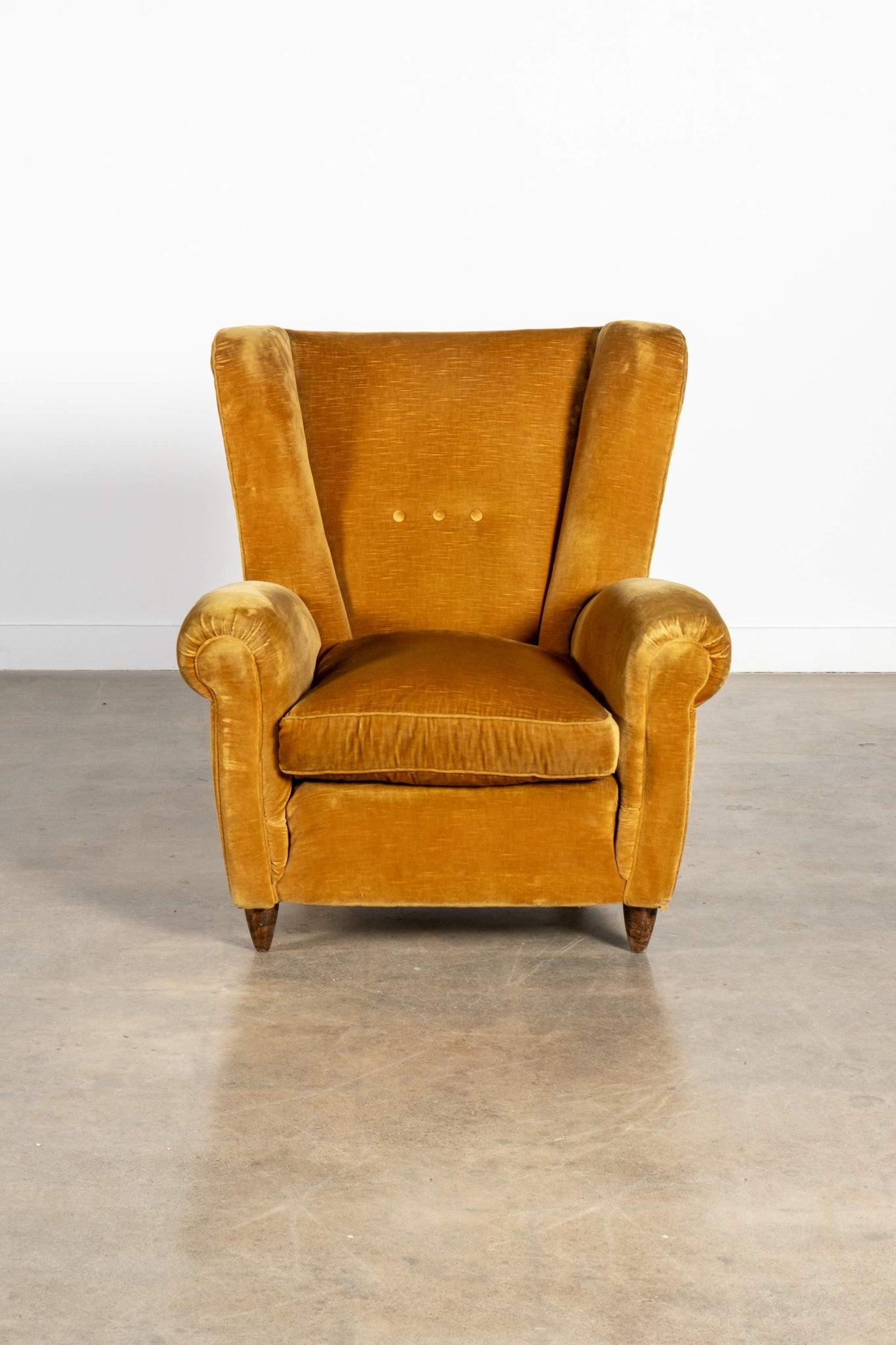 Pair of Mustard Velvet Wingback Chairs