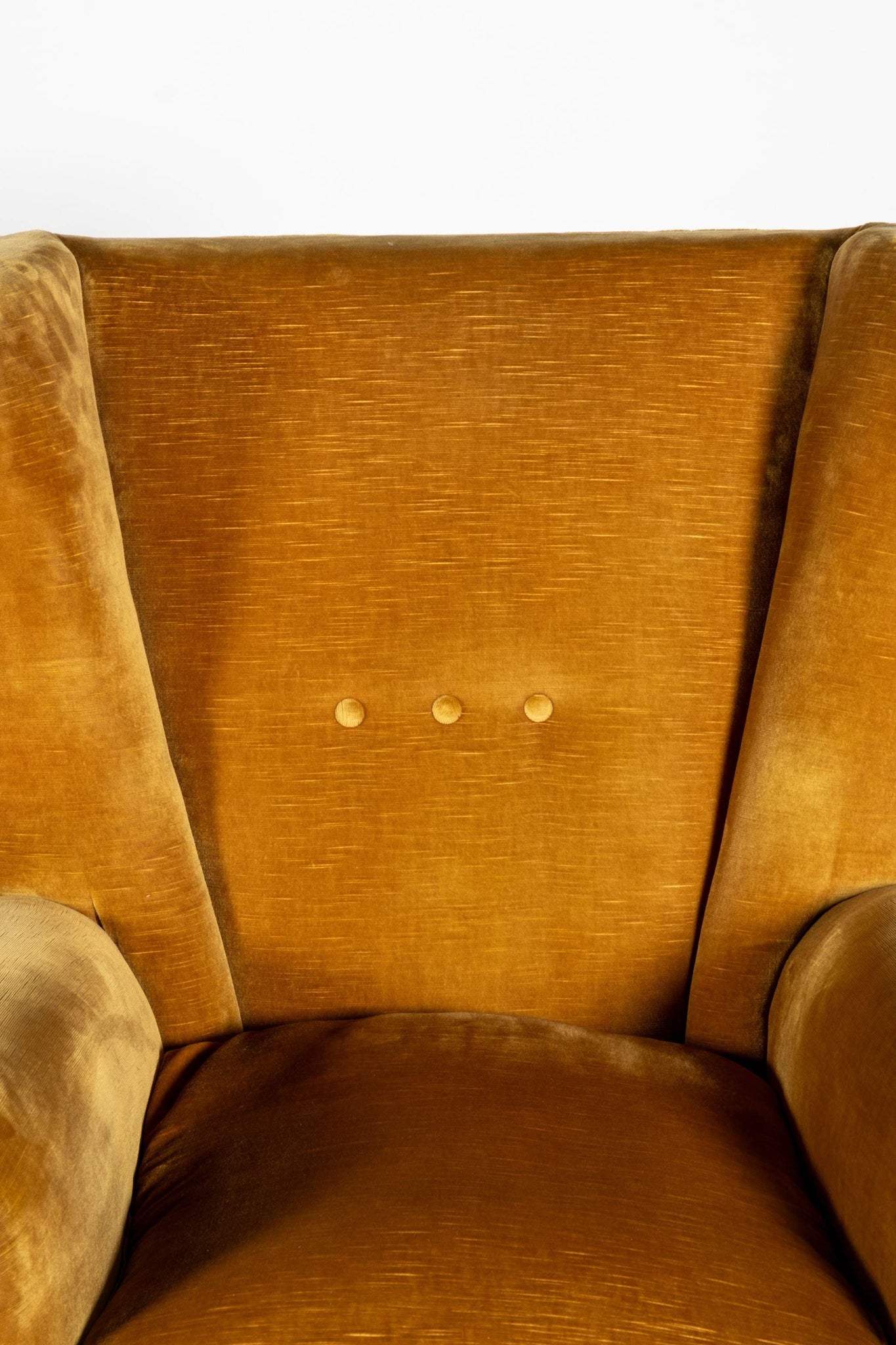 Pair of Mustard Velvet Wingback Chairs