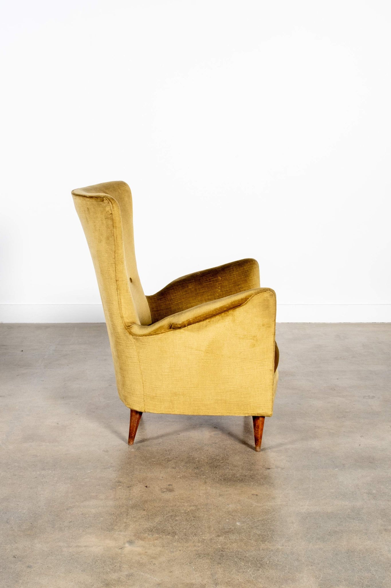 Pair of Olive Velvet Wingback Chairs