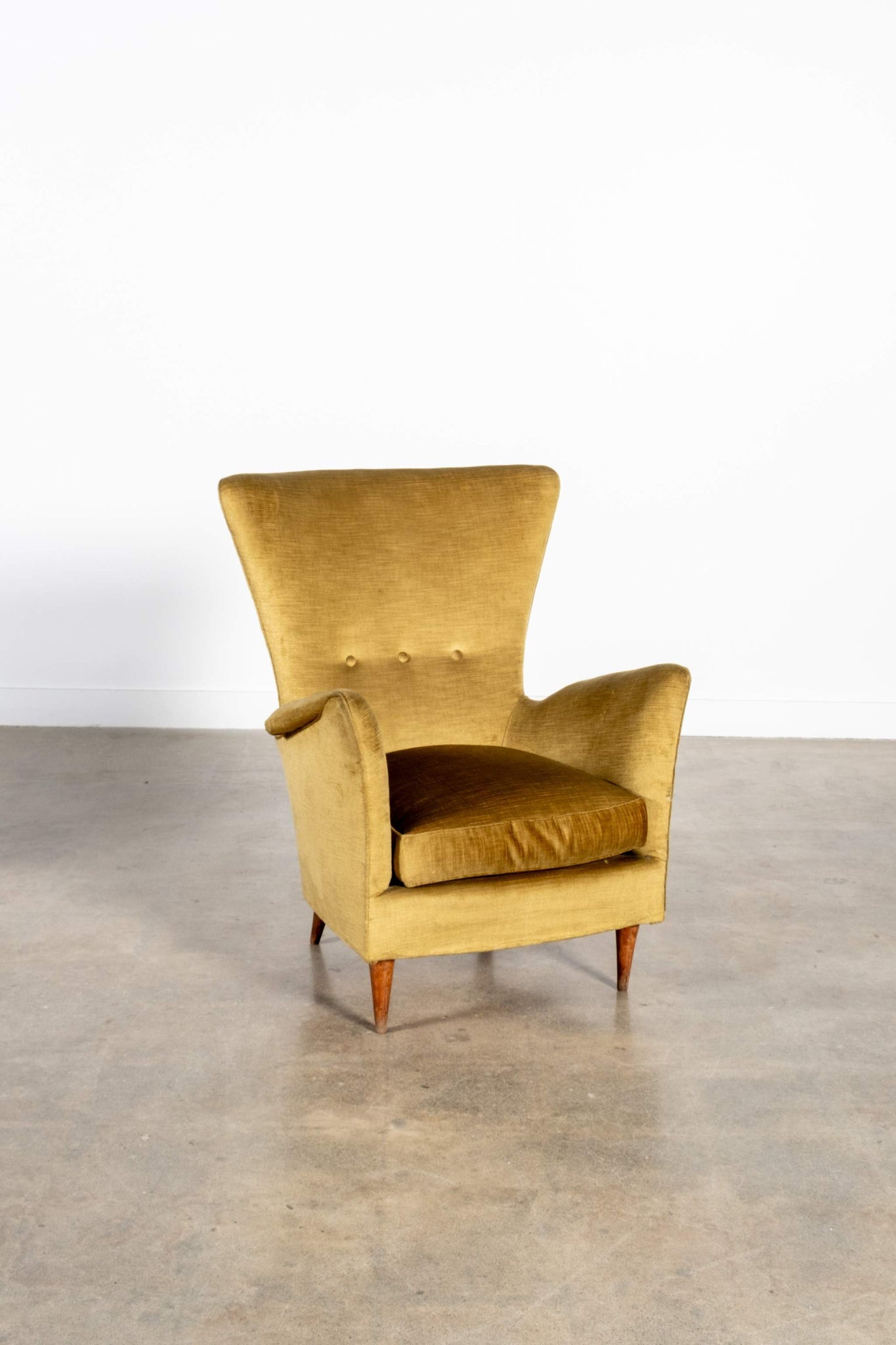 Pair of Olive Velvet Wingback Chairs