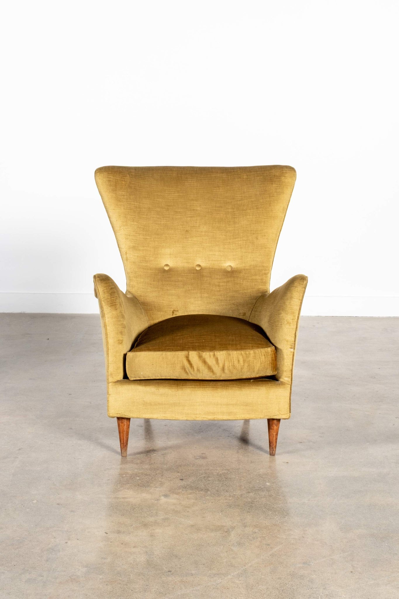 Pair of Olive Velvet Wingback Chairs
