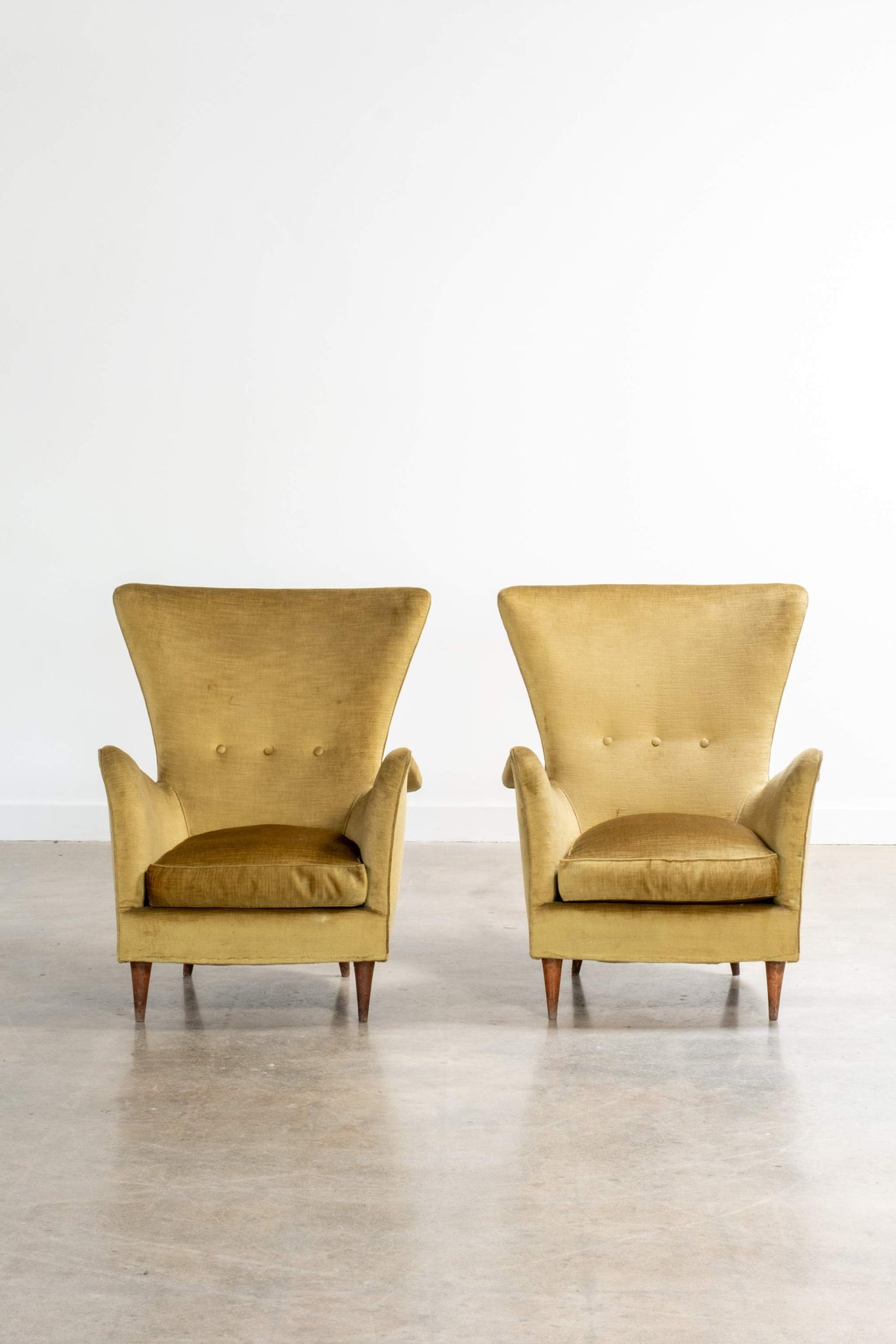 Pair of Olive Velvet Wingback Chairs