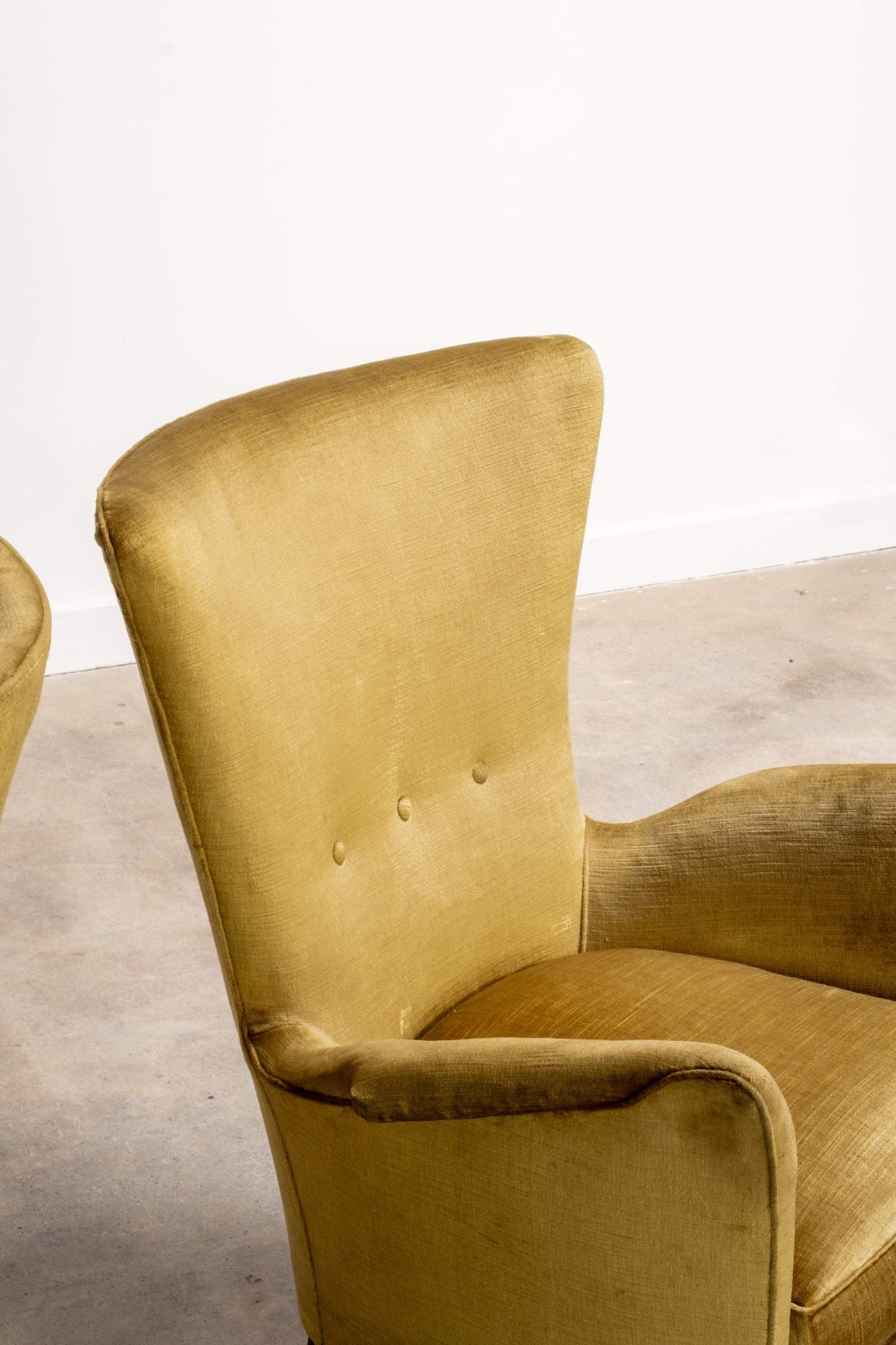 Pair of Olive Velvet Wingback Chairs