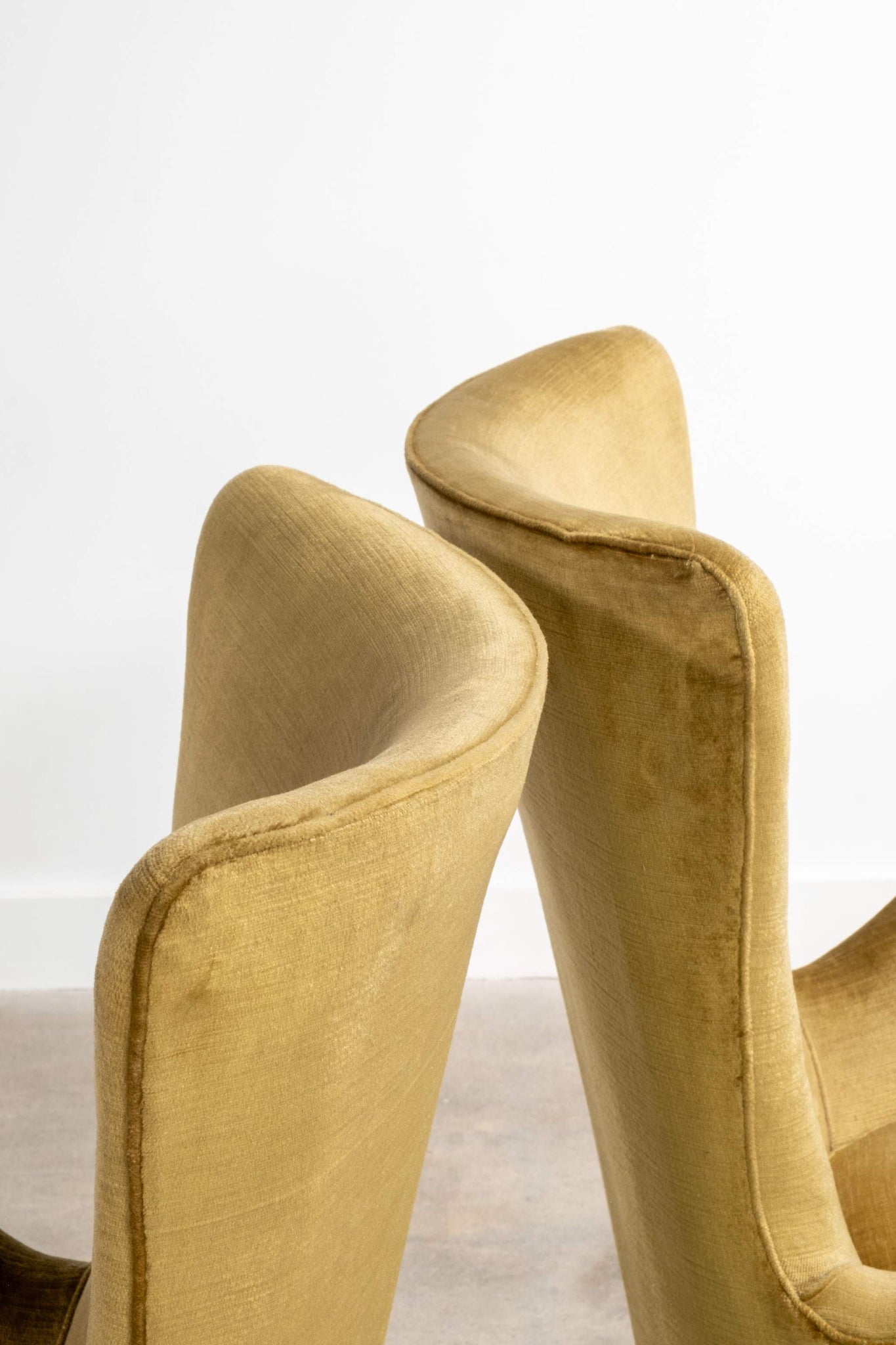 Pair of Olive Velvet Wingback Chairs