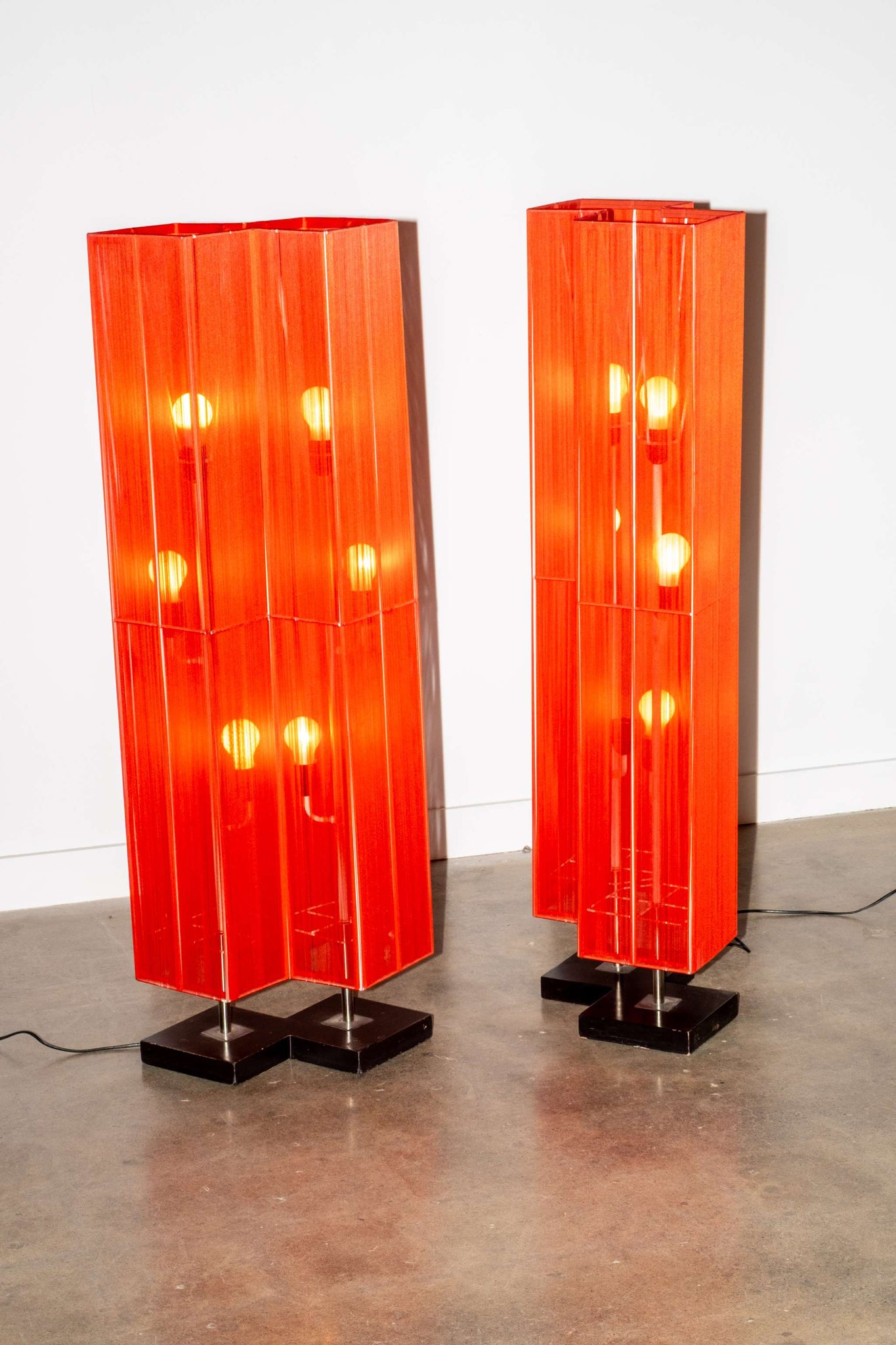Pair of Red Rope Floor Lamps