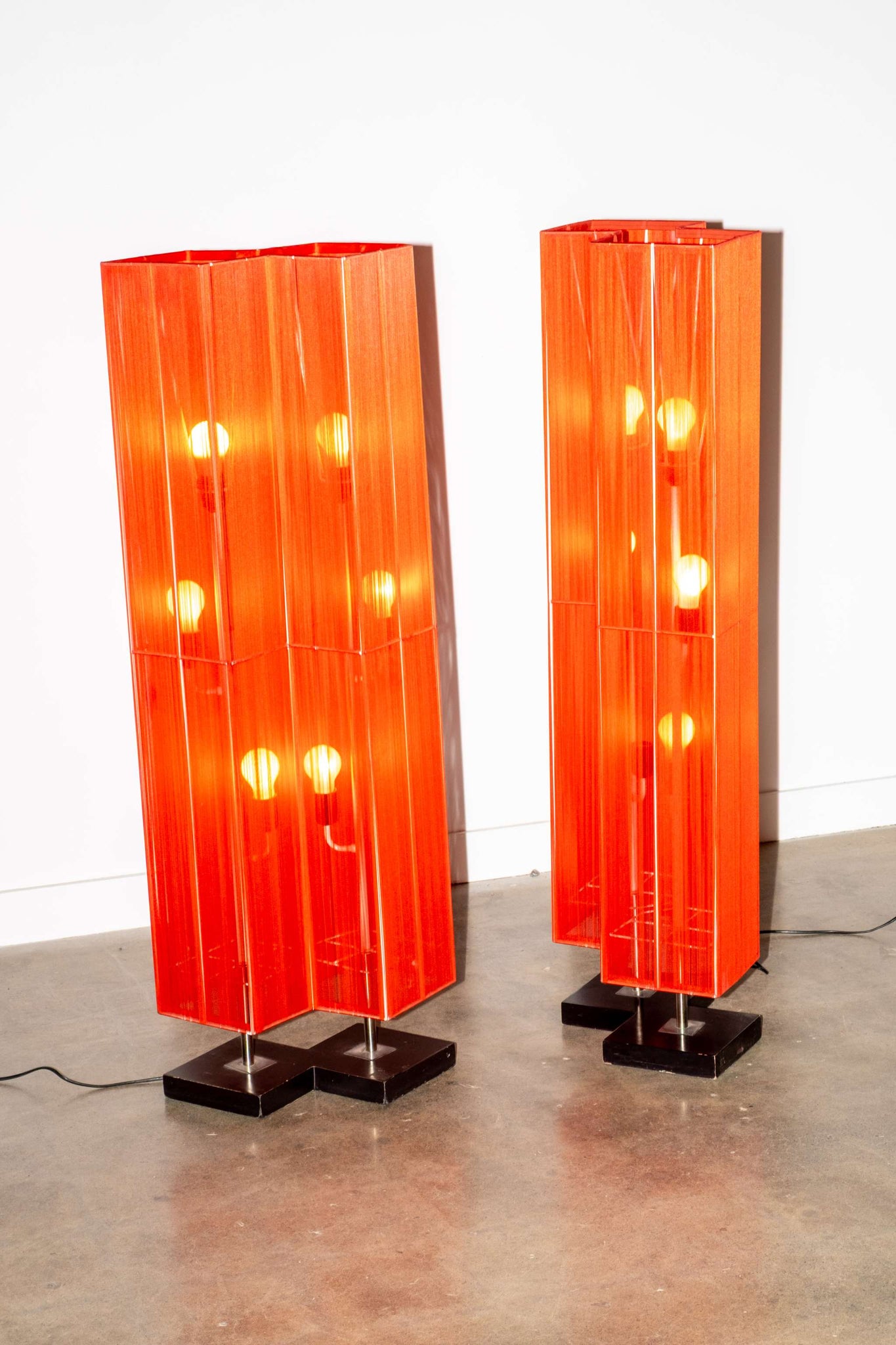 Pair of Red Rope Floor Lamps