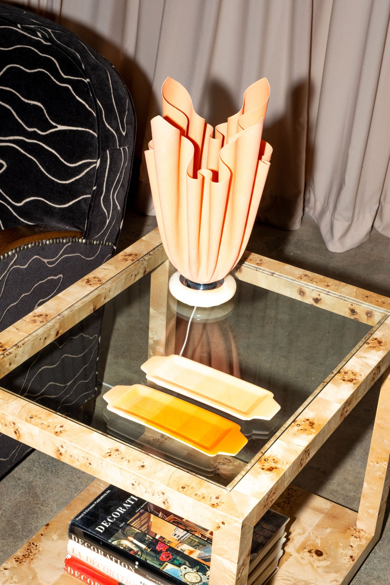 Pair of Small Orange Ceramic Trays | Bonne Choice