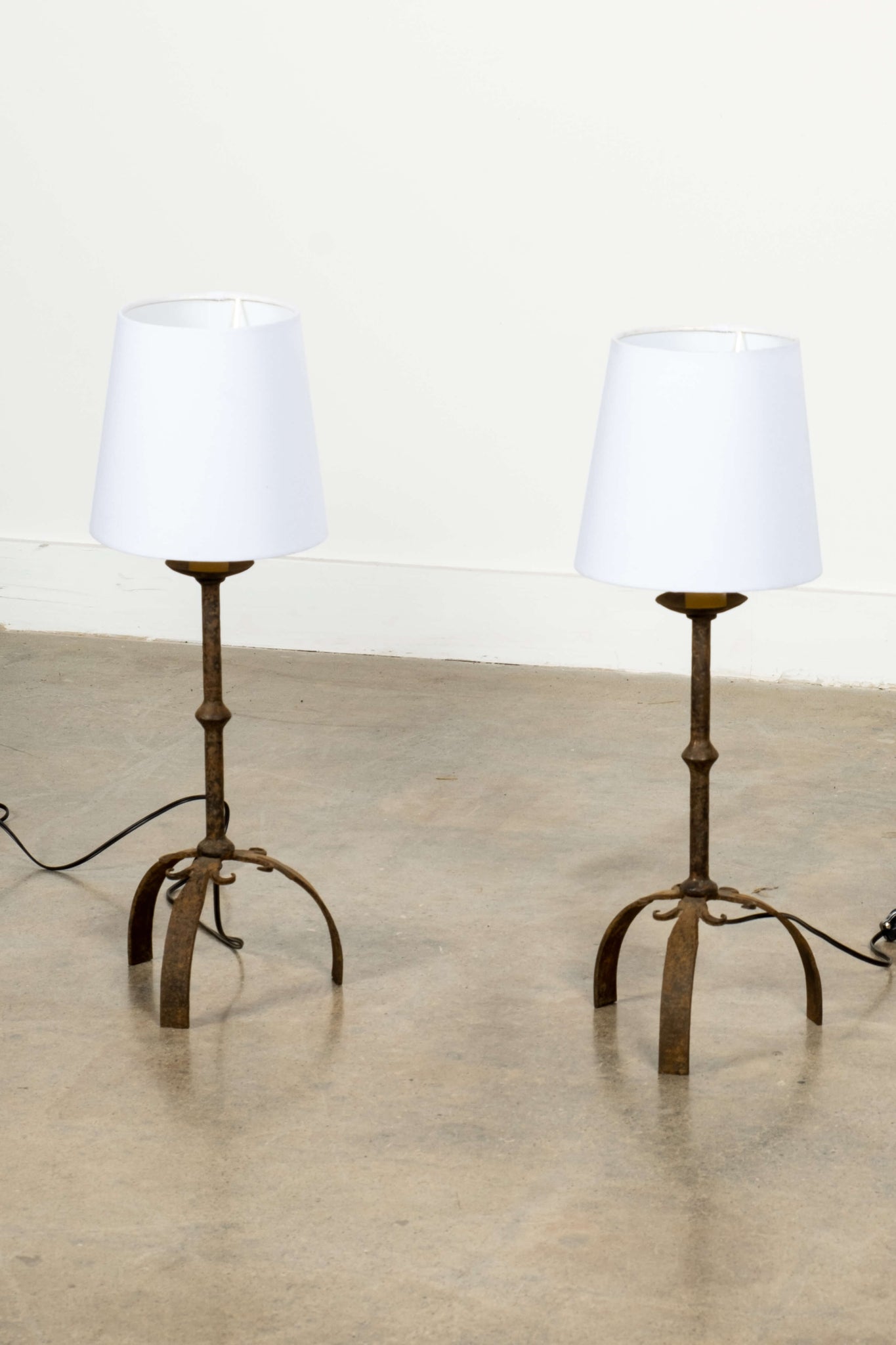 Pair of Spanish Table Lamps with Shades, Med