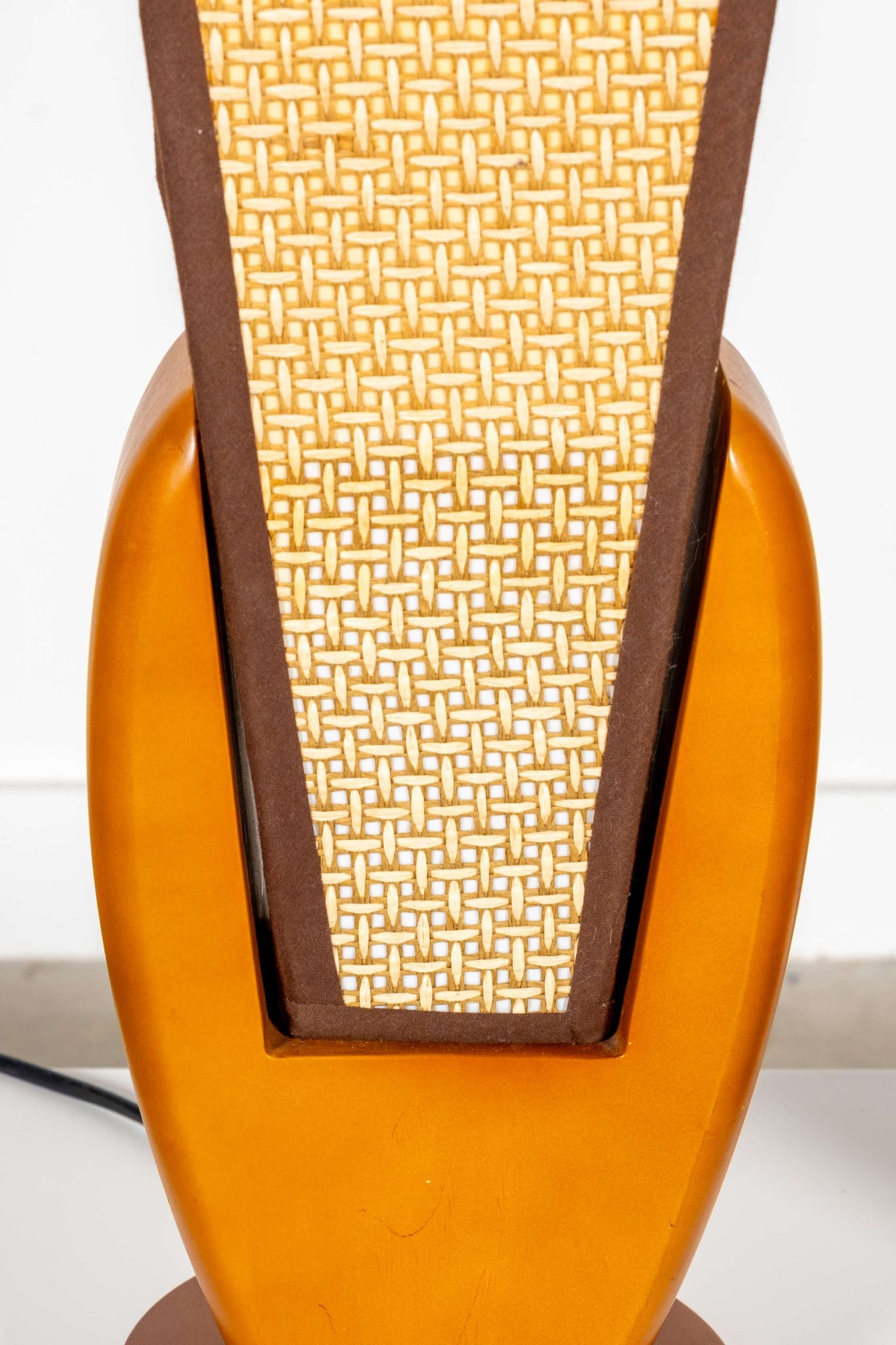 Pair of Webbing + Wood Table Lamps