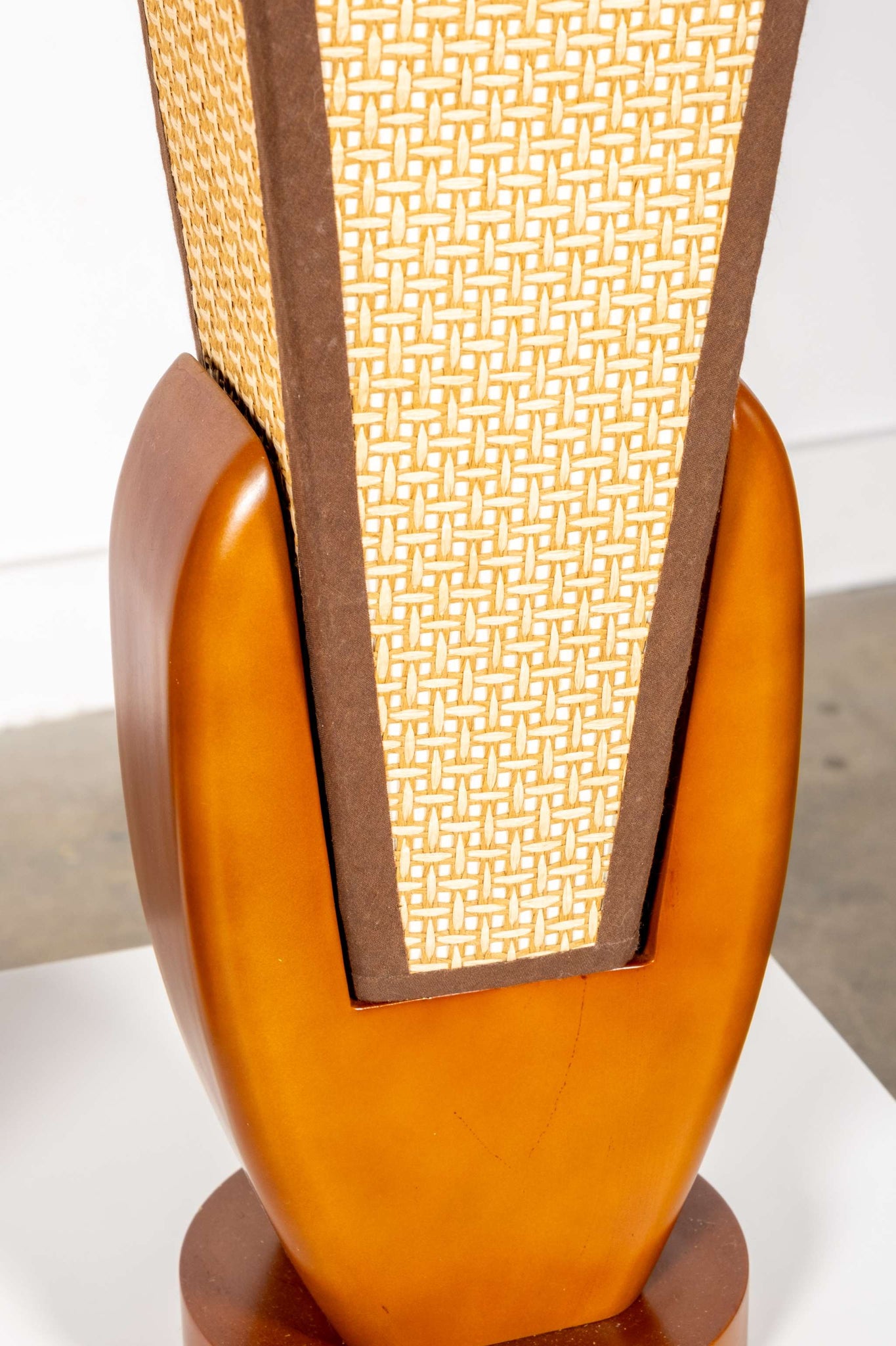 Pair of Webbing + Wood Table Lamps