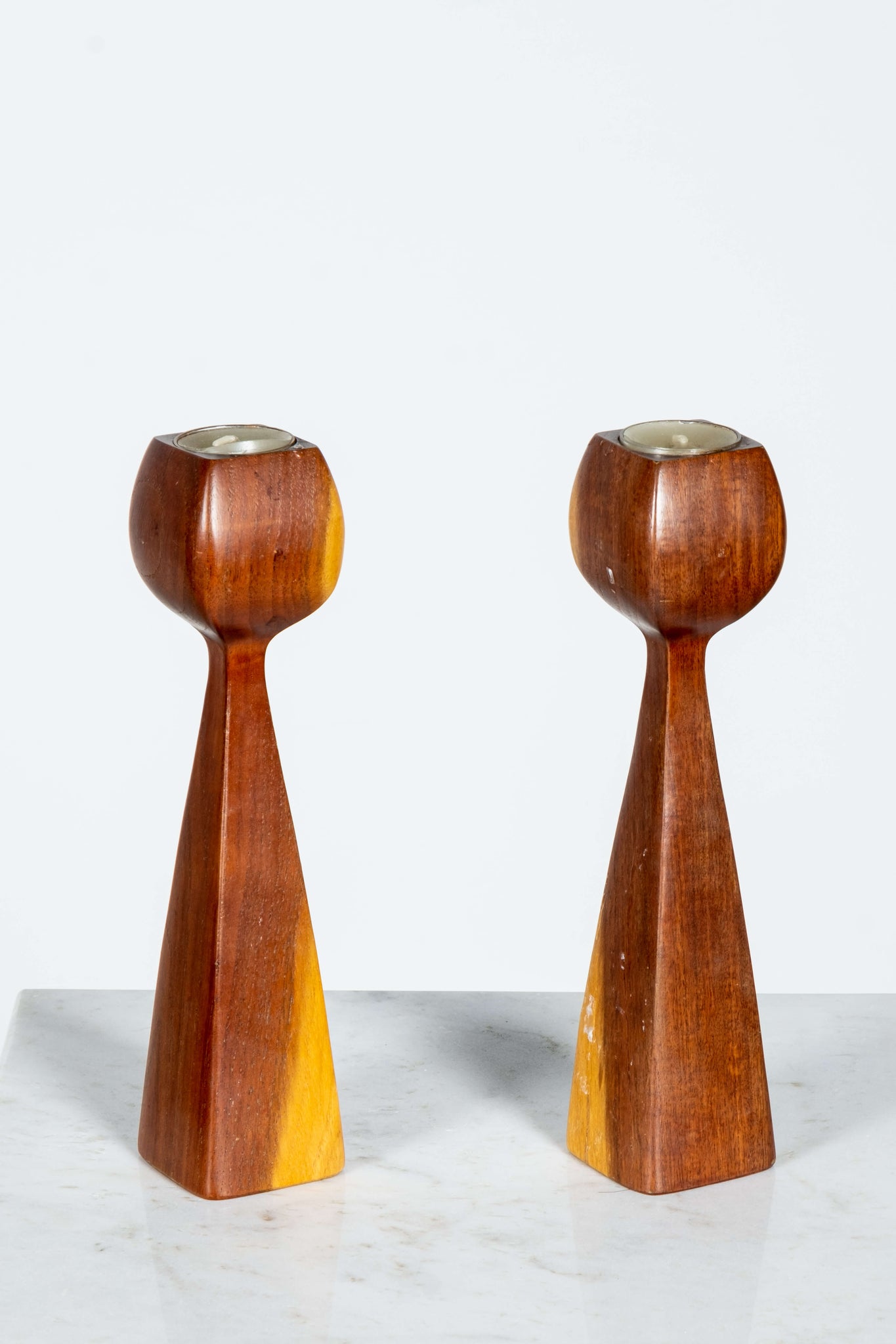 Pair of Wood Candlesticks