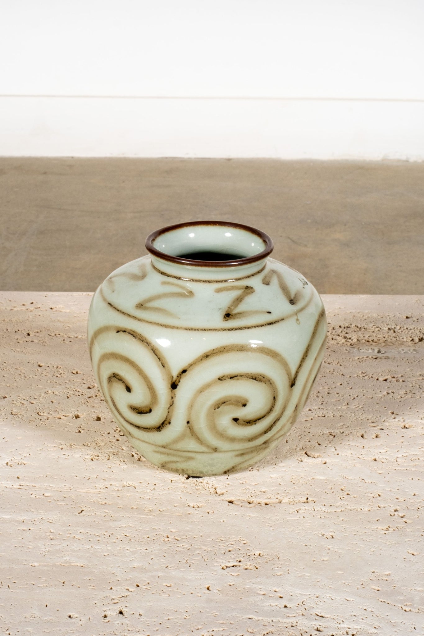 Pale Green Swirled and Glazed Vessel | Bonne Choice