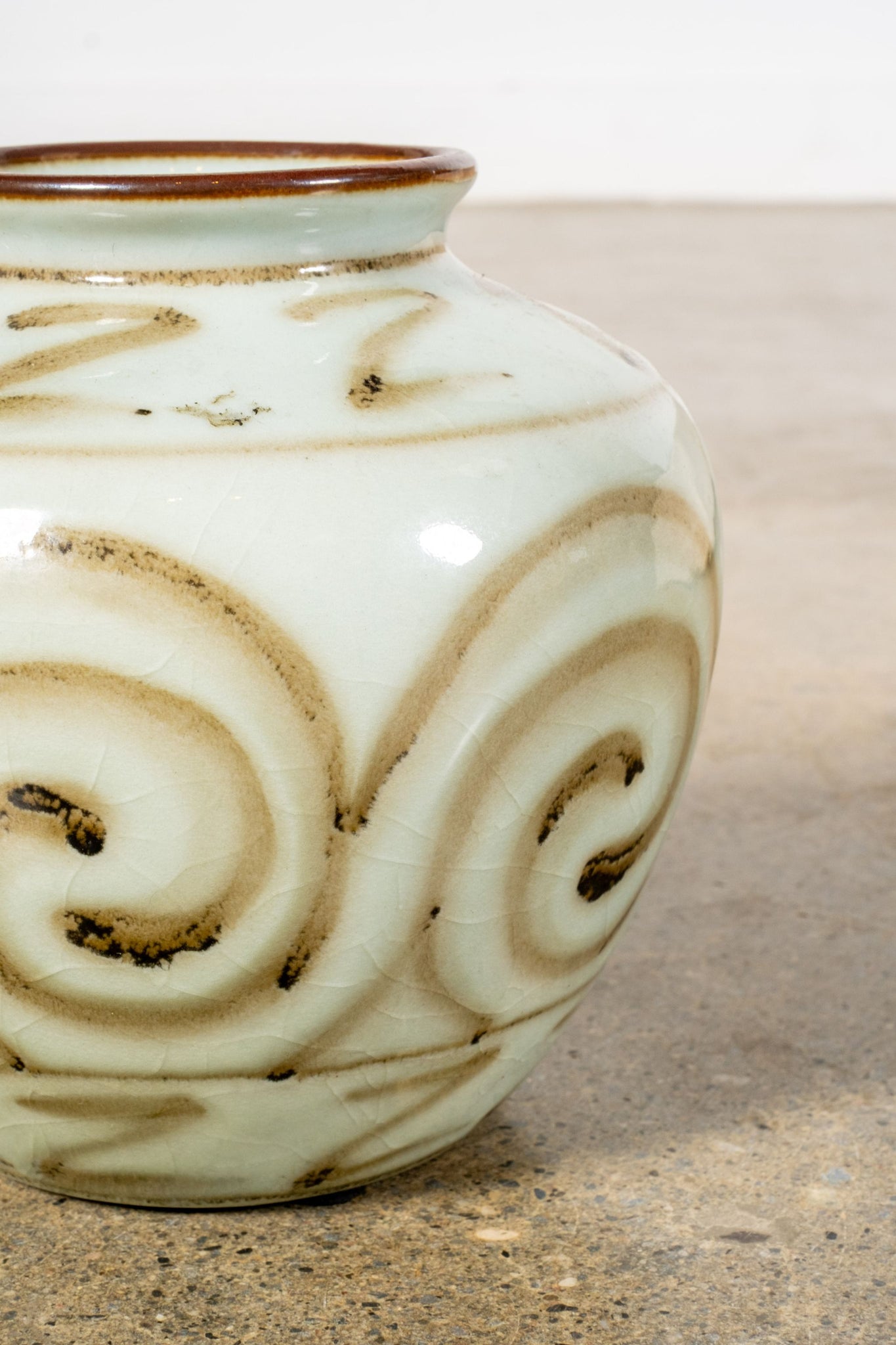 Pale Green Swirled and Glazed Vessel | Bonne Choice