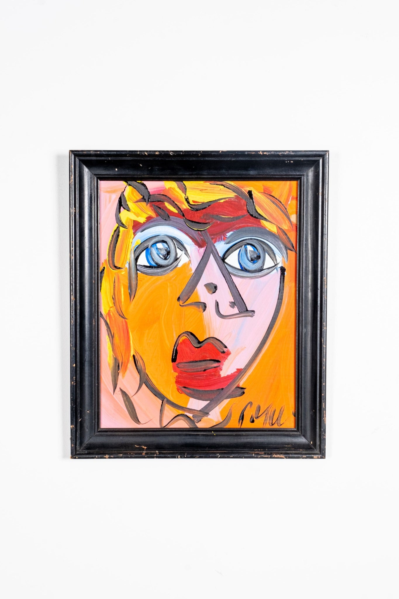 Vintage Peter Keil, Orange and Pinks Portrait, Black Frame | Bonne Choice