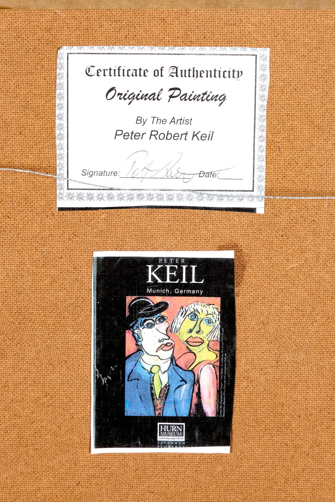 Vintage Peter Keil Portrait, bamboo frame, certificate of authenticity