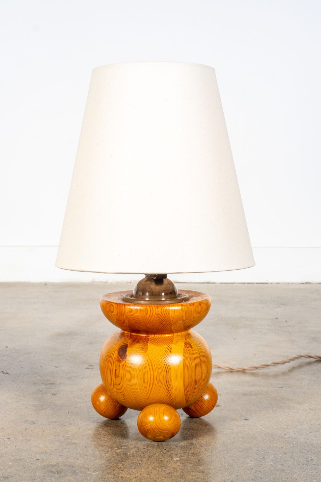 Petite Wood 'Boules' Lamp, New Shade | Bonne Choice