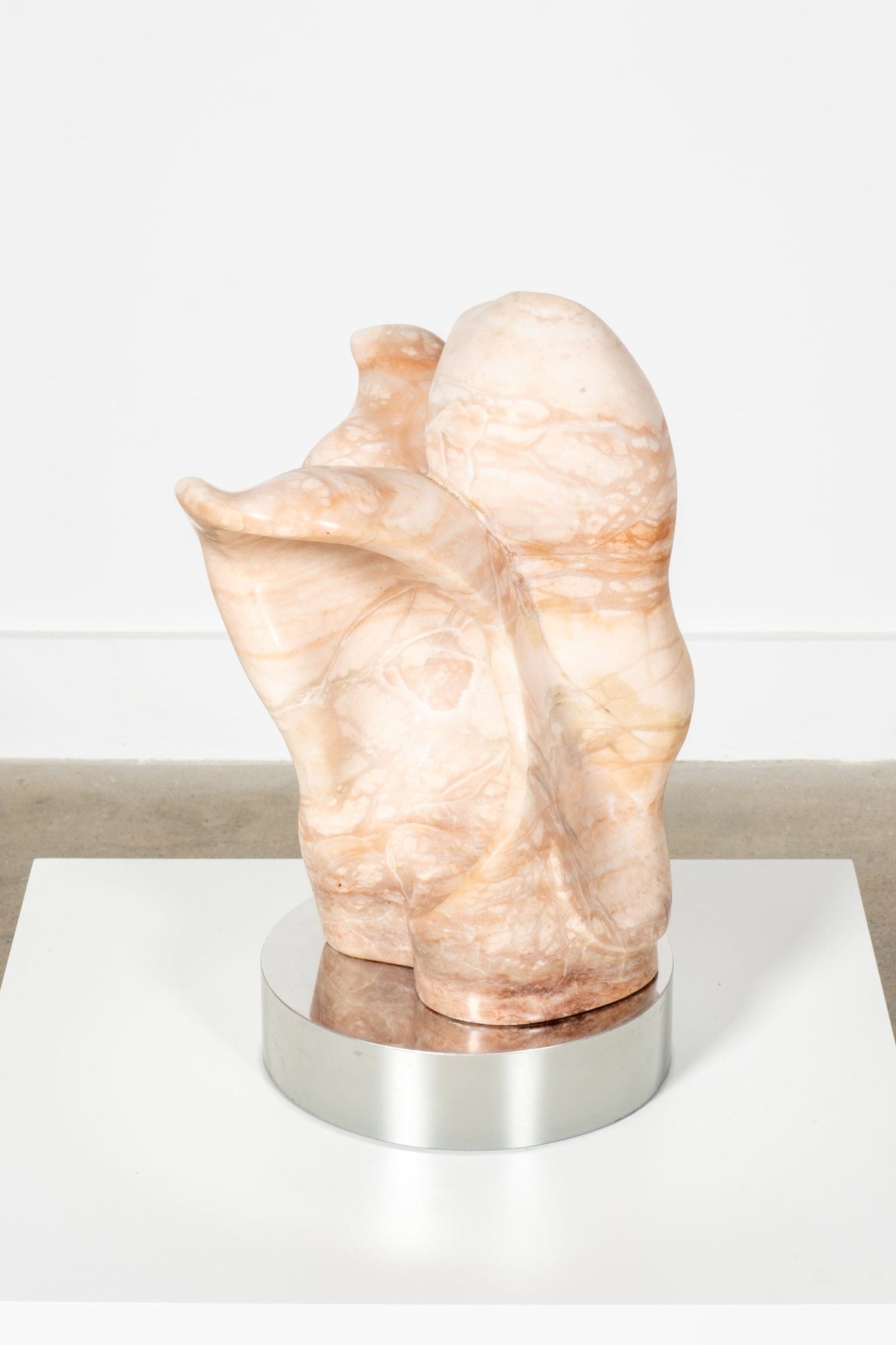 Vintage Pink Stone Sculpture on Chrome Base | Bonne Choice