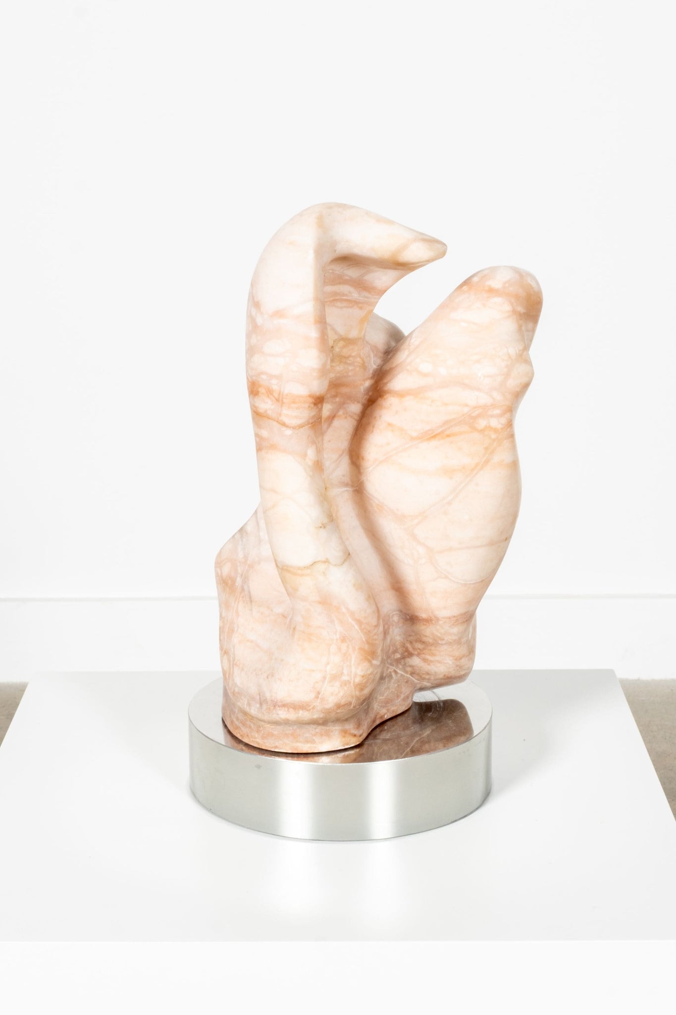 Vintage Pink Stone Sculpture on Chrome Base | Bonne Choice