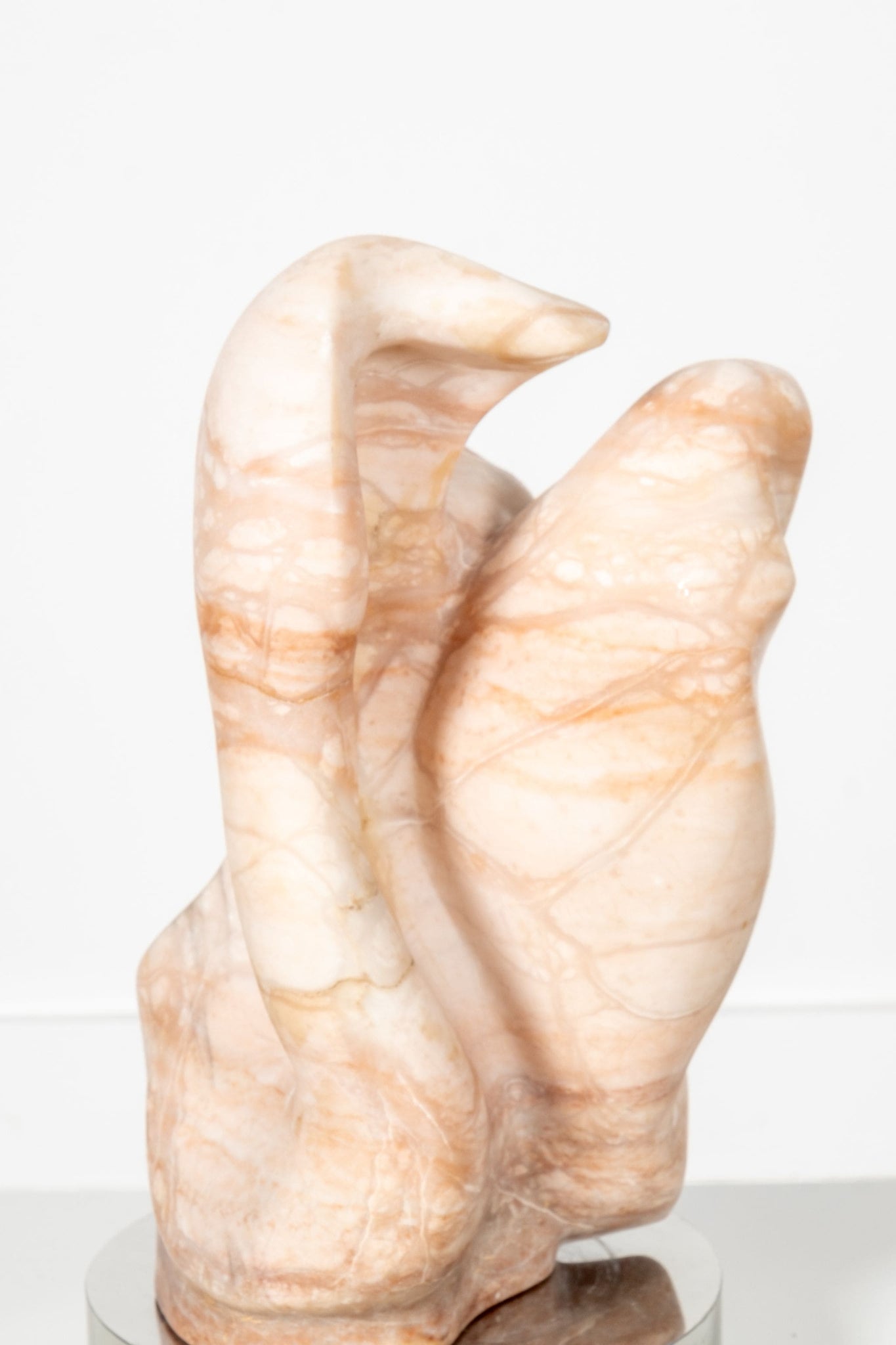 Vintage Pink Stone Sculpture on Chrome Base | Bonne Choice