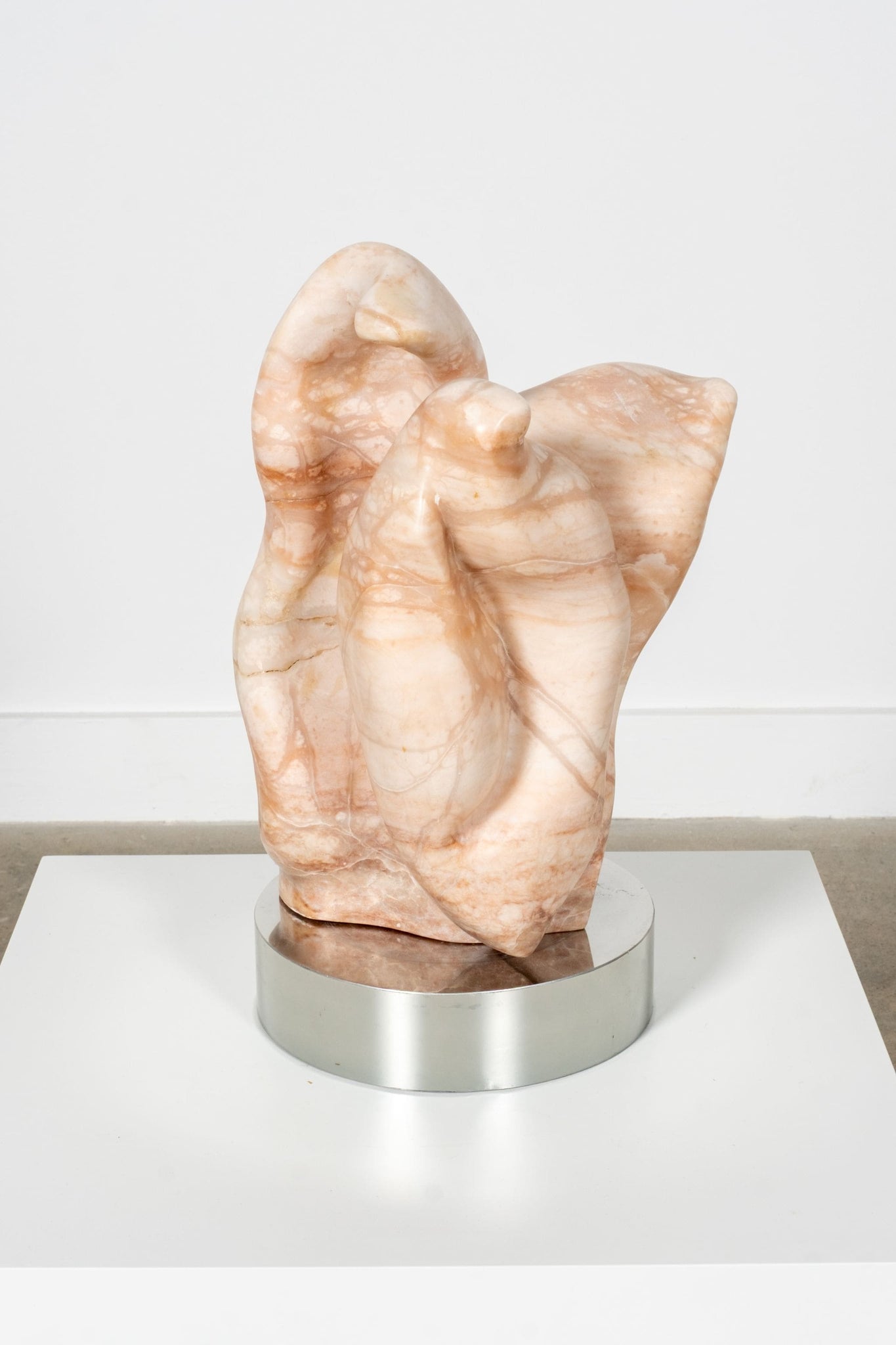 Vintage Pink Stone Sculpture on Chrome Base | Bonne Choice